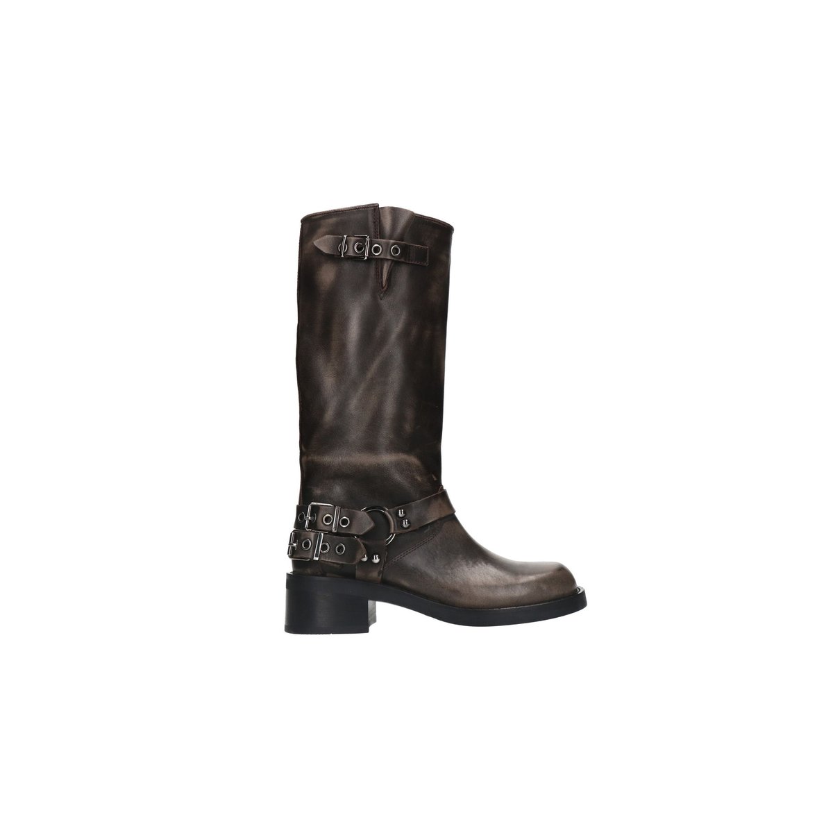 Bottines motardes avec boucles gris foncé, SACHA