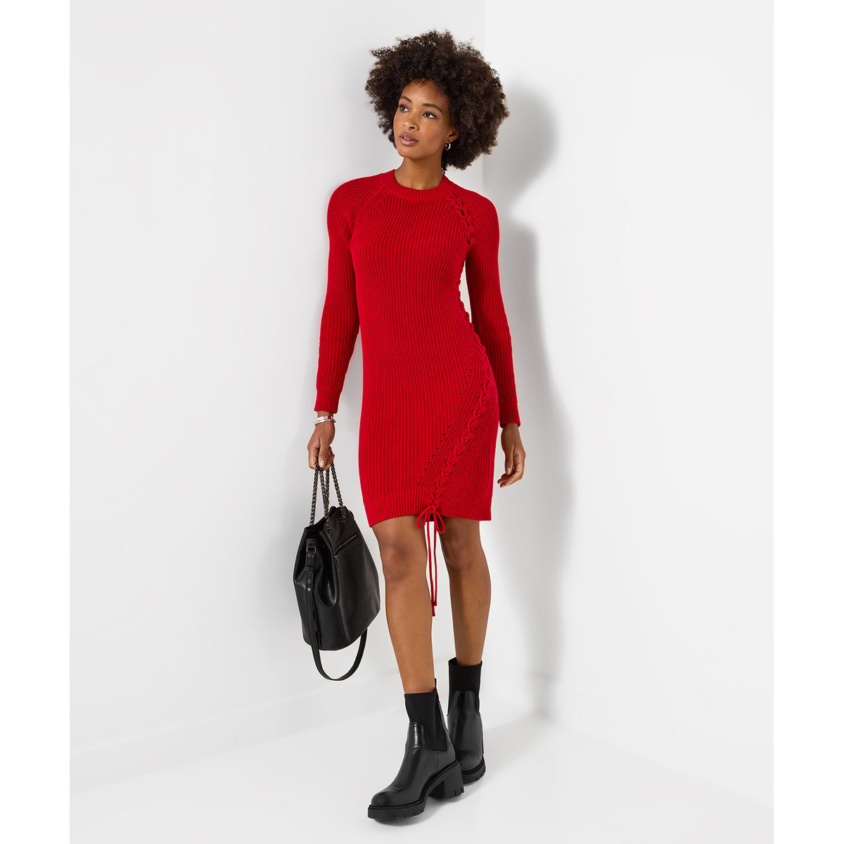 Robe Pull en Maille à Dentelle Latérale Roxy rouge, JOE BROWNS