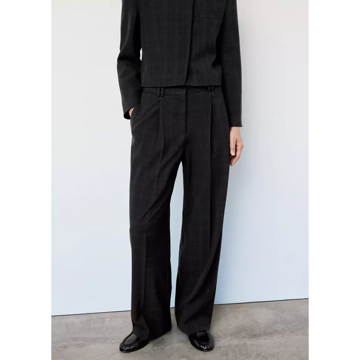 Pantalon de costume à carreaux marron, MANGO
