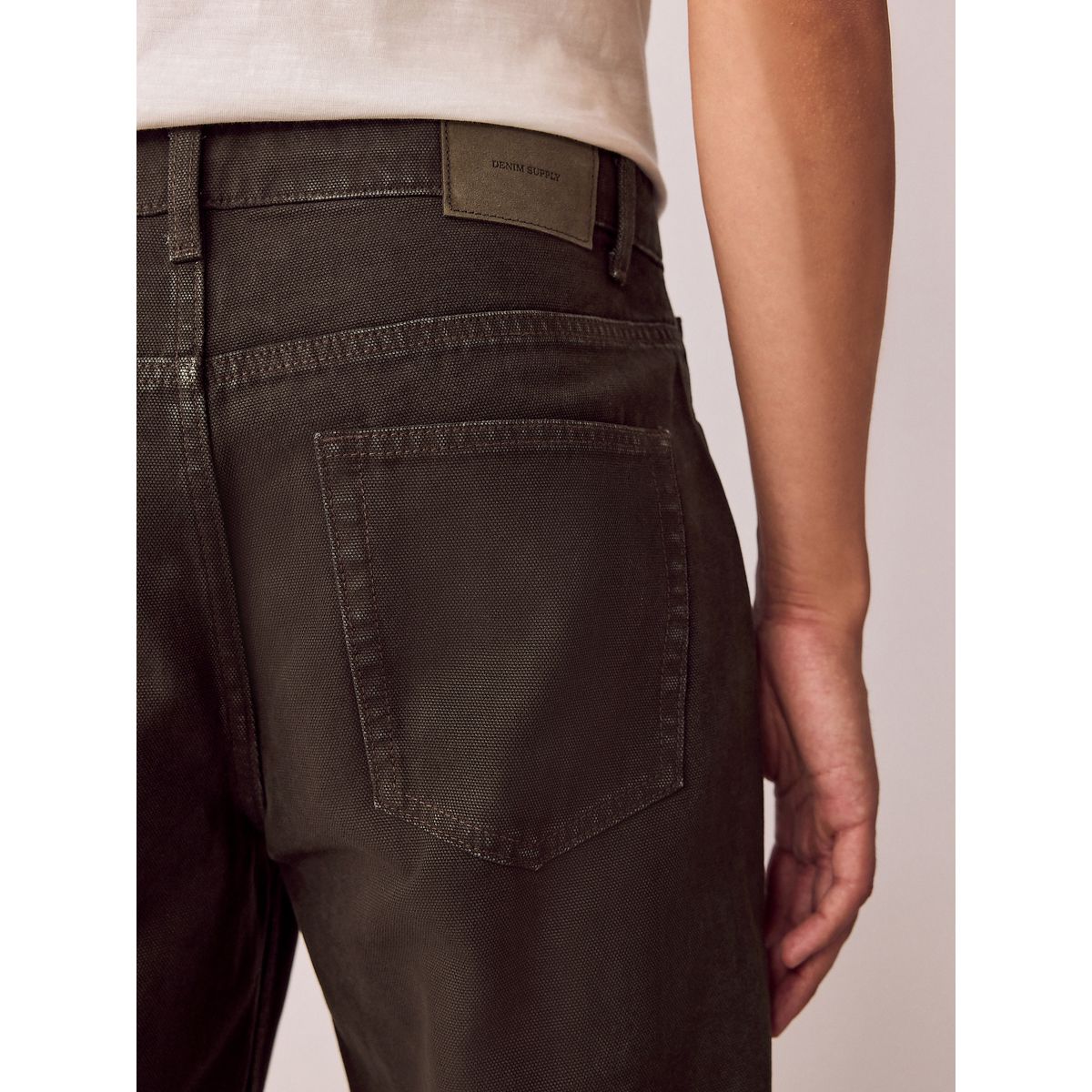 Jean en toile aspect denim marron, NEXT
