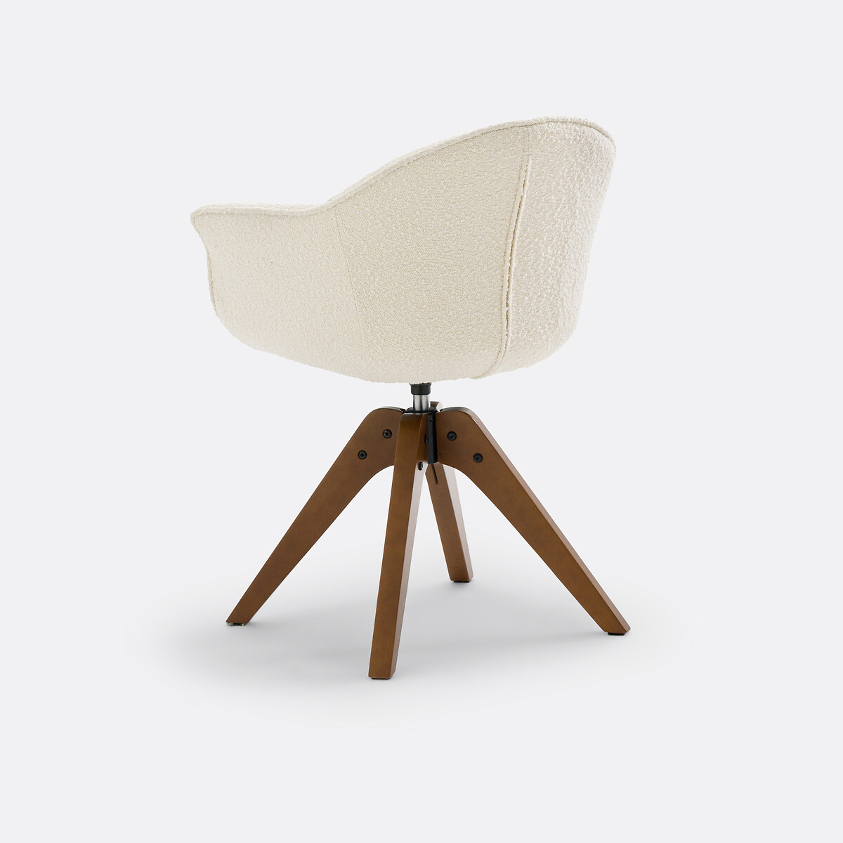 Fauteuil de bureau rotatif bouclette, Melona ecru/noyer, LA REDOUTE INTERIEURS