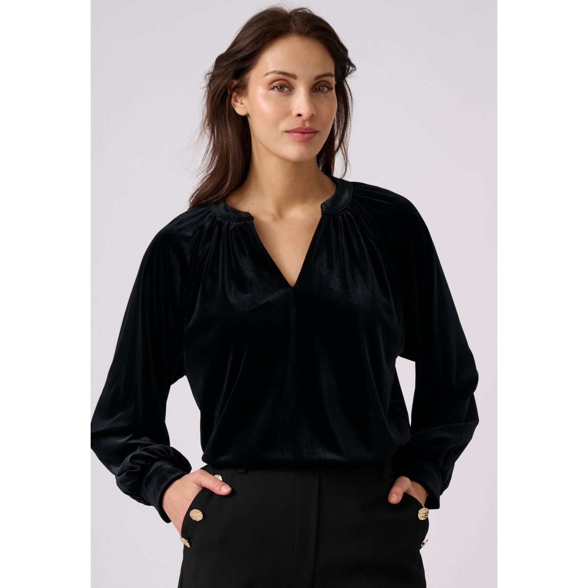 T-shirt en velours ras noir, DAMART