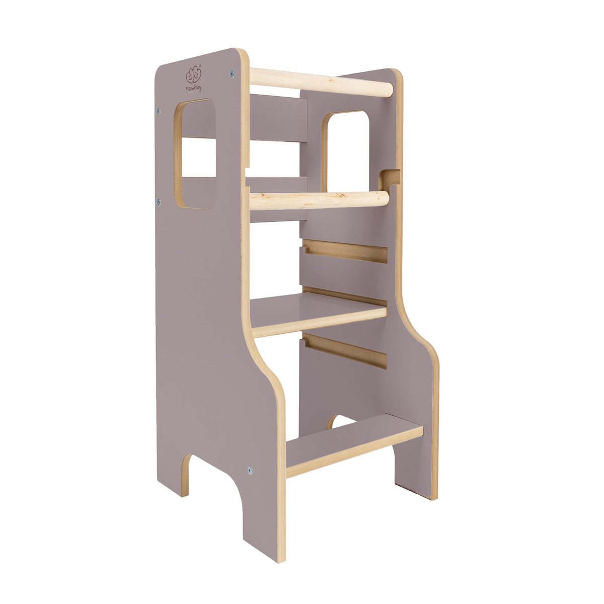 Tour d'observation Montessori ajustable en bois - Cloudy gris, MEOW BABY