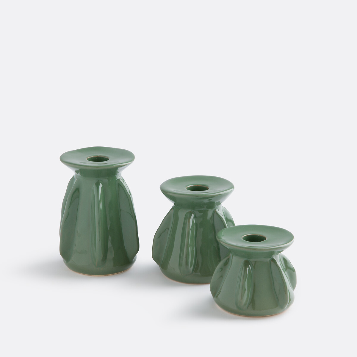 Bougeoir en céramique texturée H9,5 cm, Ilia kaki, LA REDOUTE INTERIEURS