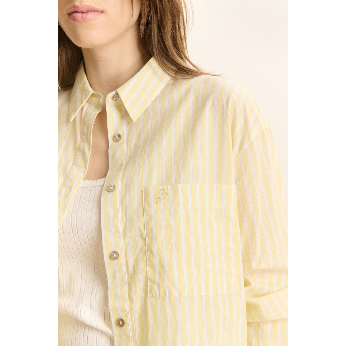 Chemise à rayures et manches longues BELLE jaune, GARANCE PARIS
