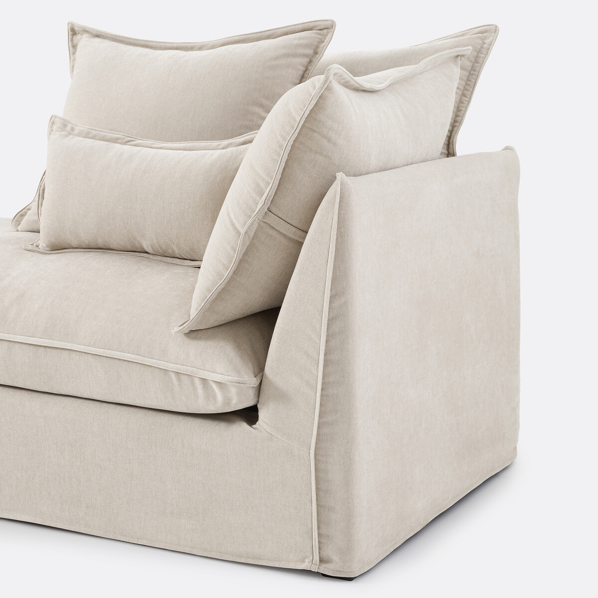 Méridienne gauche, déhoussable, en polyester chiné, ODNA beige, LA REDOUTE INTERIEURS
