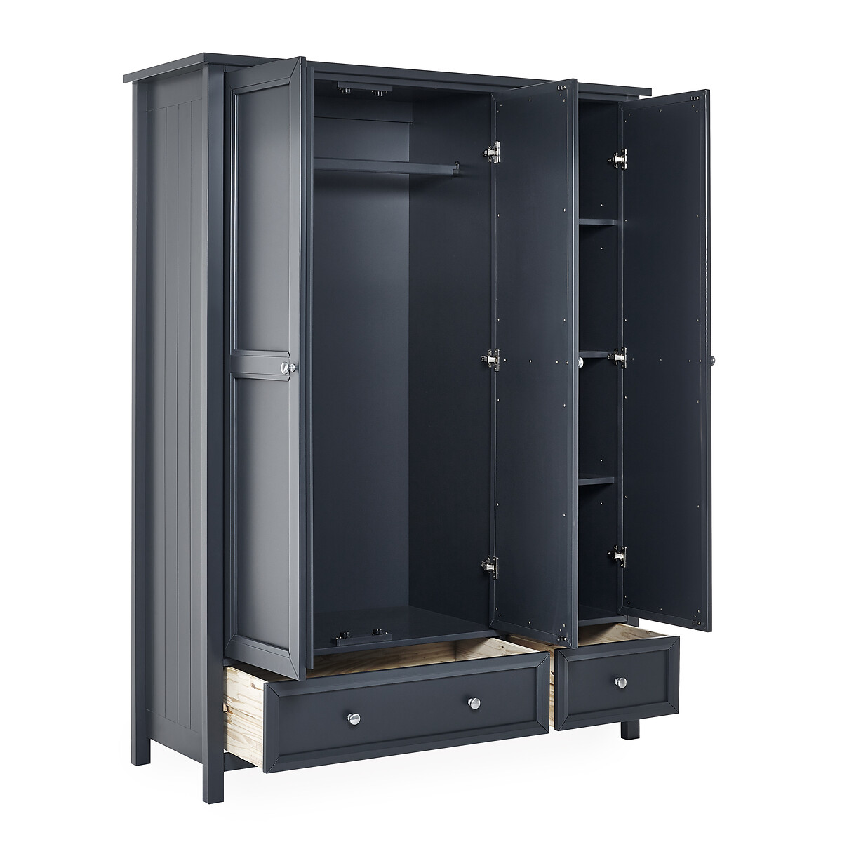 Portland Shaker Style 3 Door Combination Wardrobe charcoal, SO'HOME