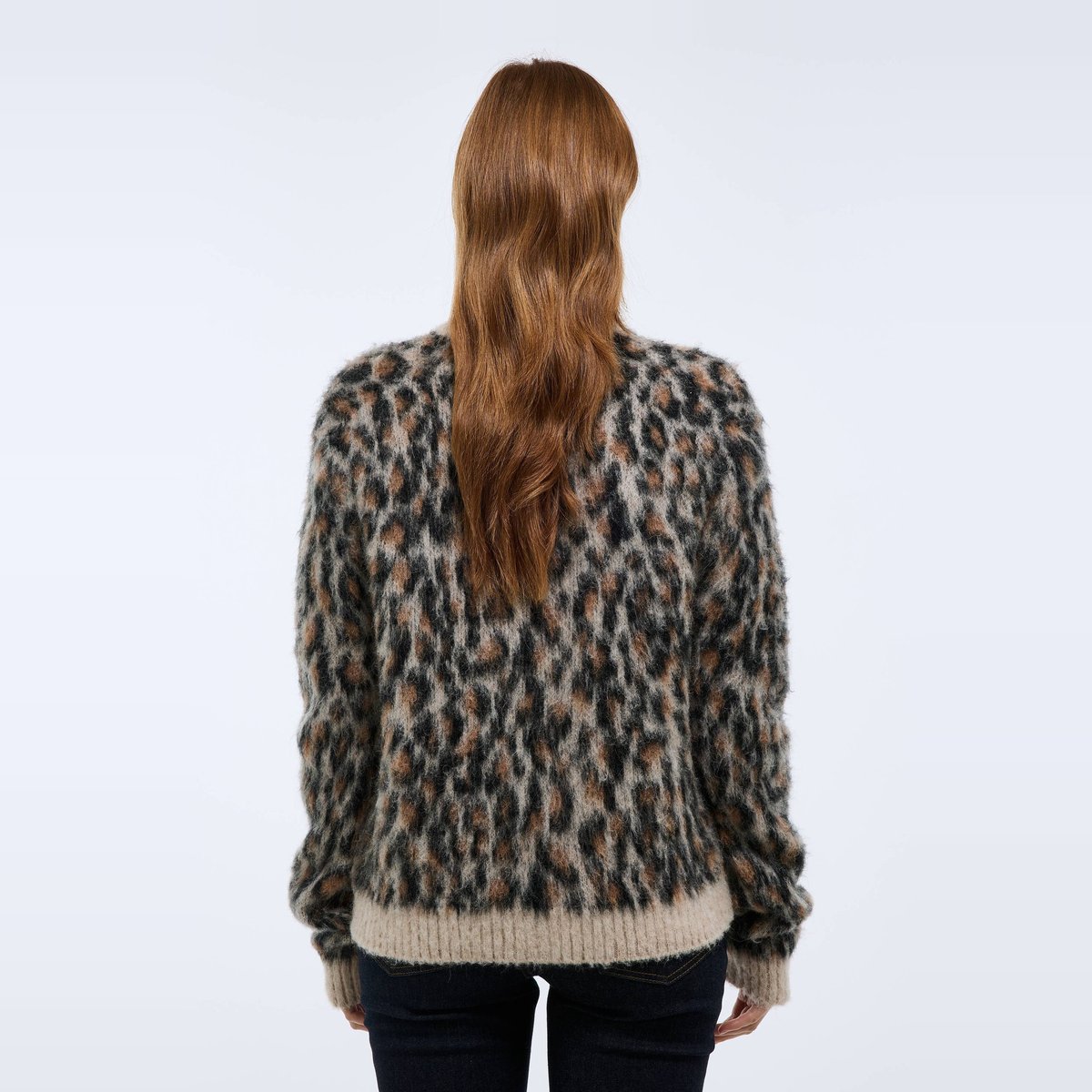 Cardigan manches longues léopard ecru, MONOPRIX