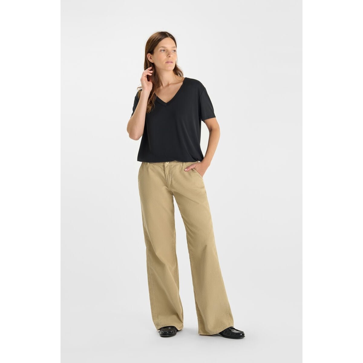 Pantalon flare TAHIS beige, LE TEMPS DES CERISES