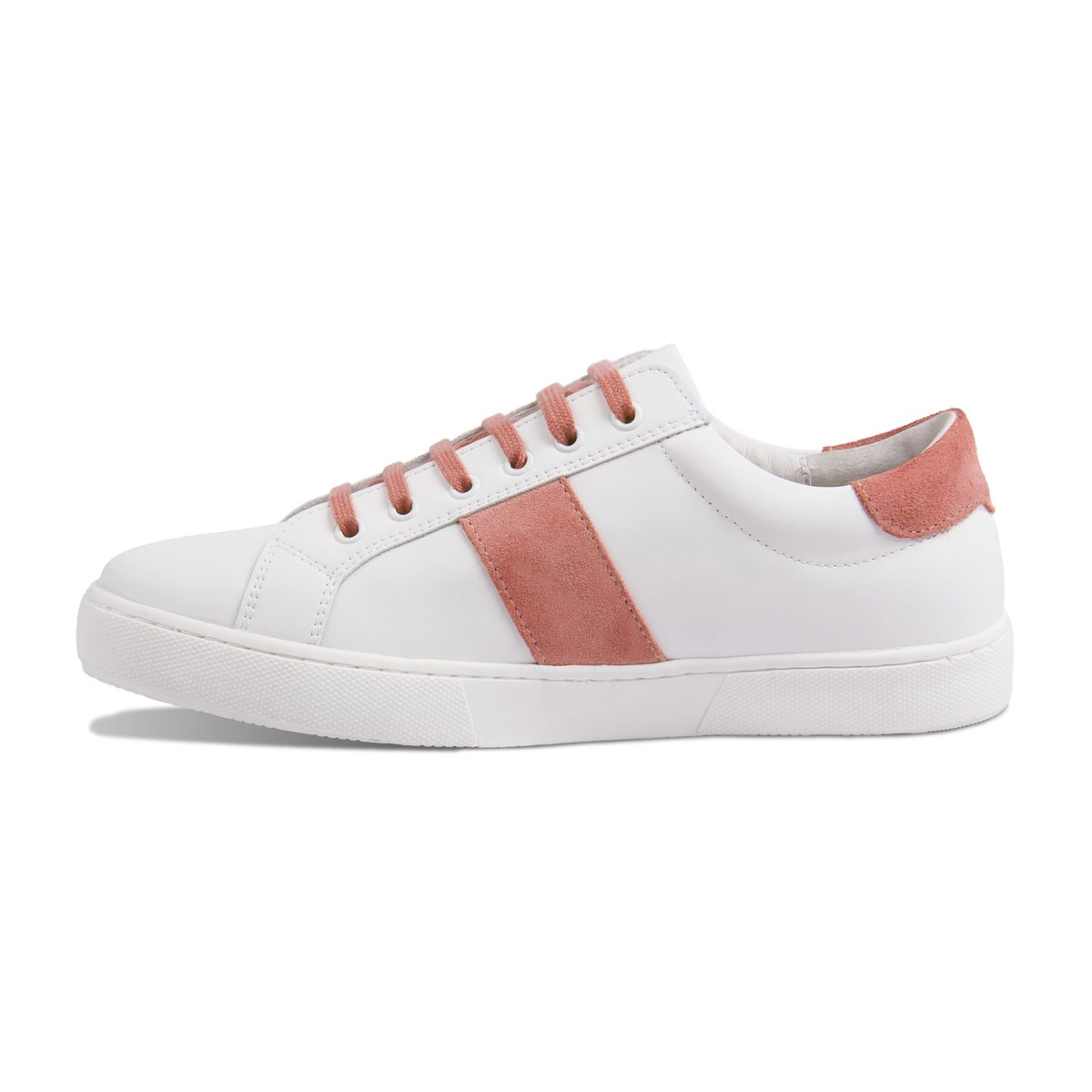 Tennis lacet Victoire cuir blanc/rose, JULES & JENN