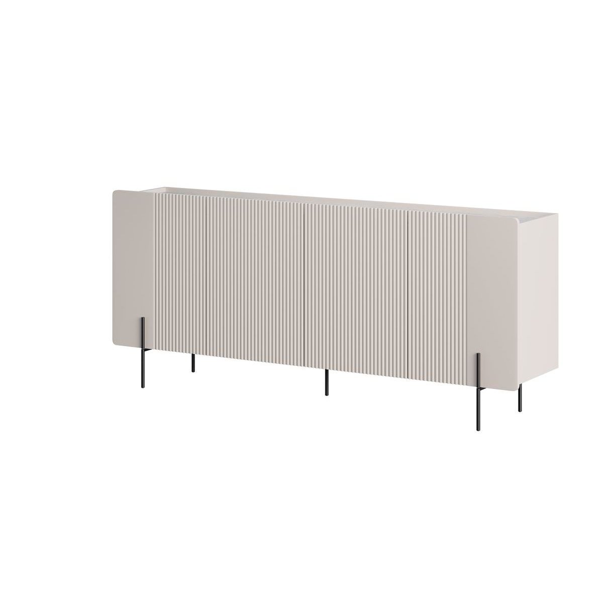 Buffet bas en panneaux de particules et MDF 4 portes 200 cm, MATHILDE beige, BOBOCHIC