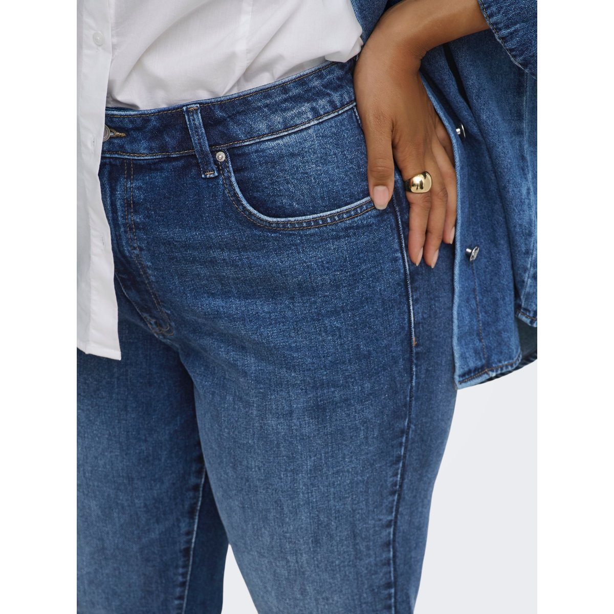 Jean Coupe Droite dark blue denim, ONLY CARMAKOMA