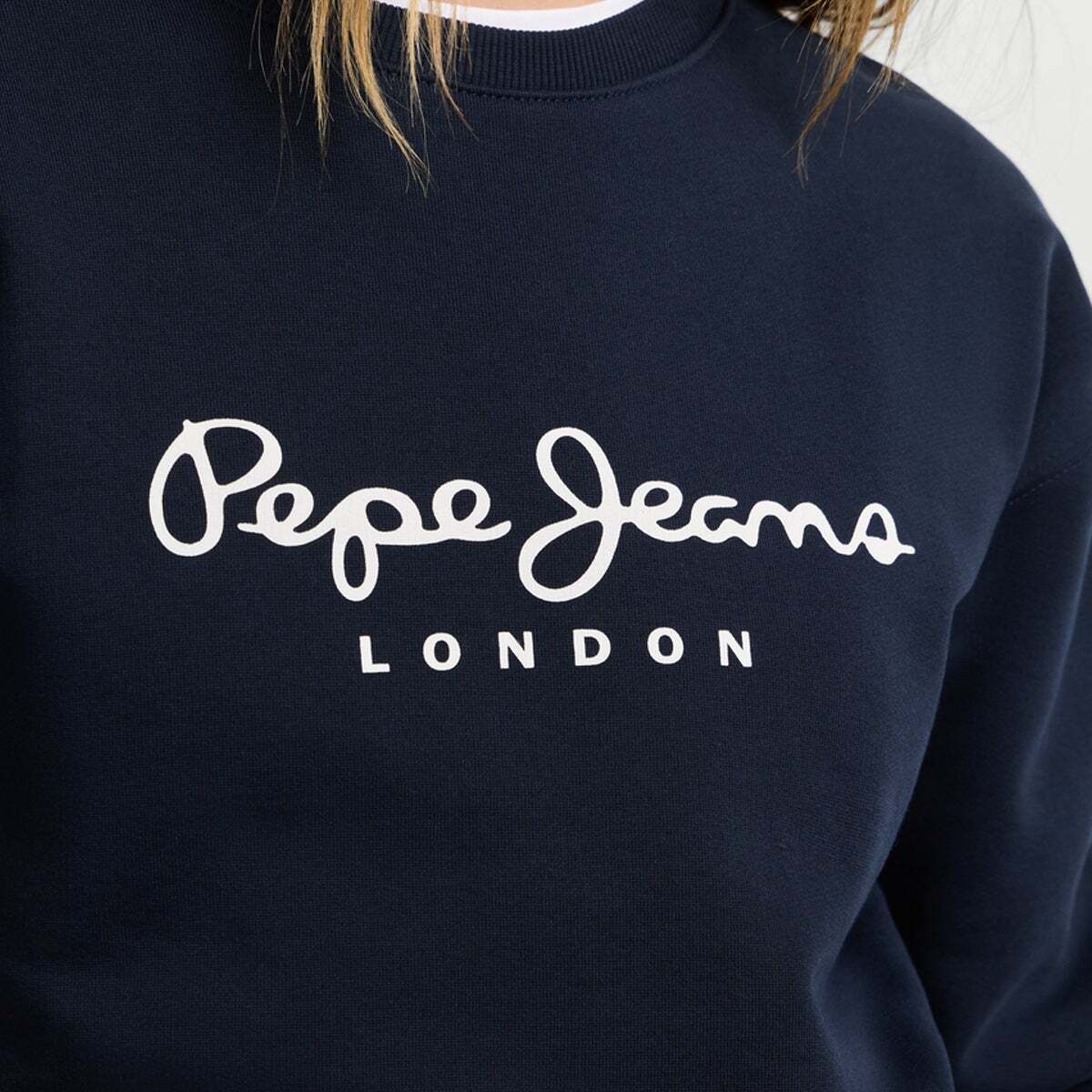 Sweat-Shirt À Col Rond Avec Logo bleu dulwich, PEPE JEANS