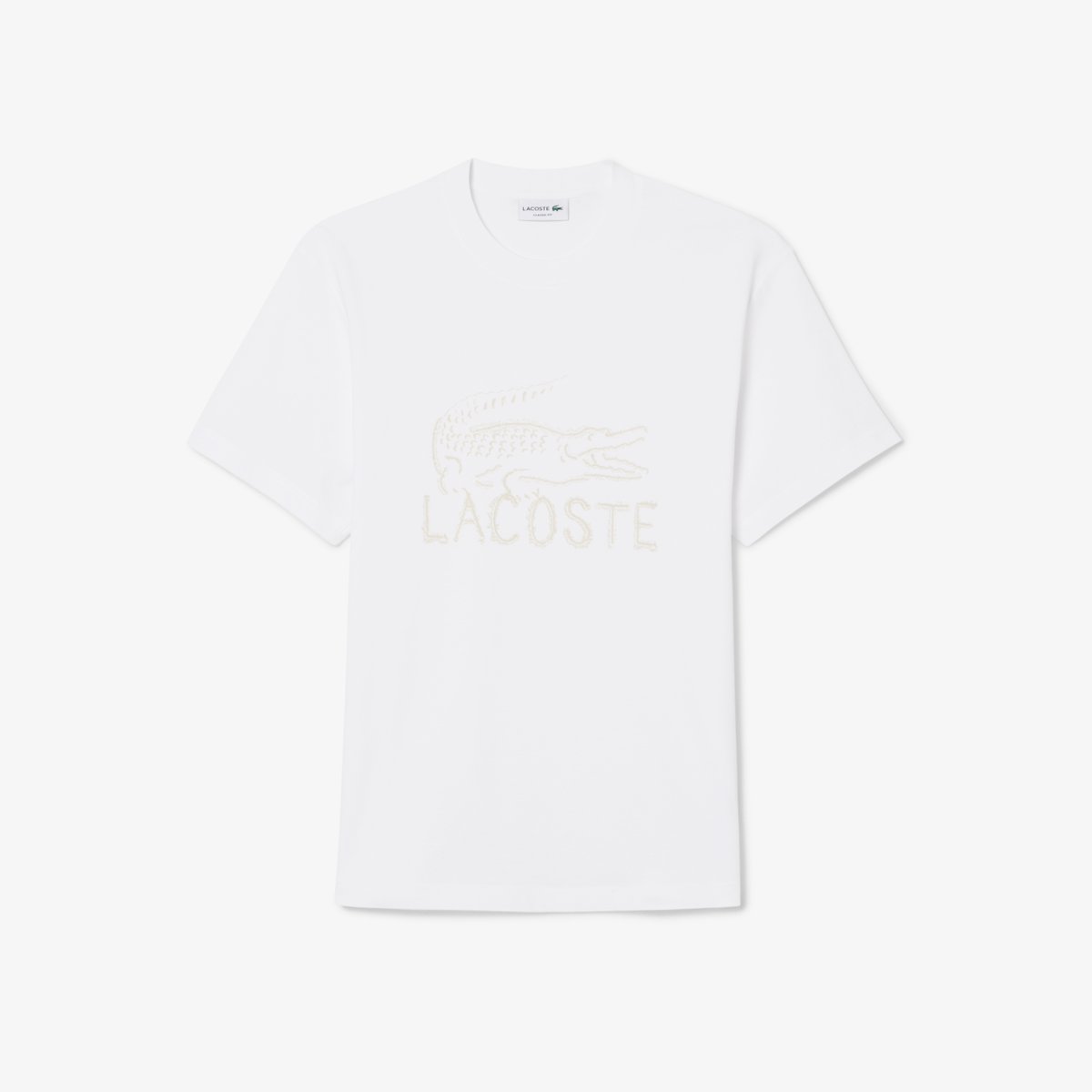 T-shirt coton imprimé blanc-001, LACOSTE