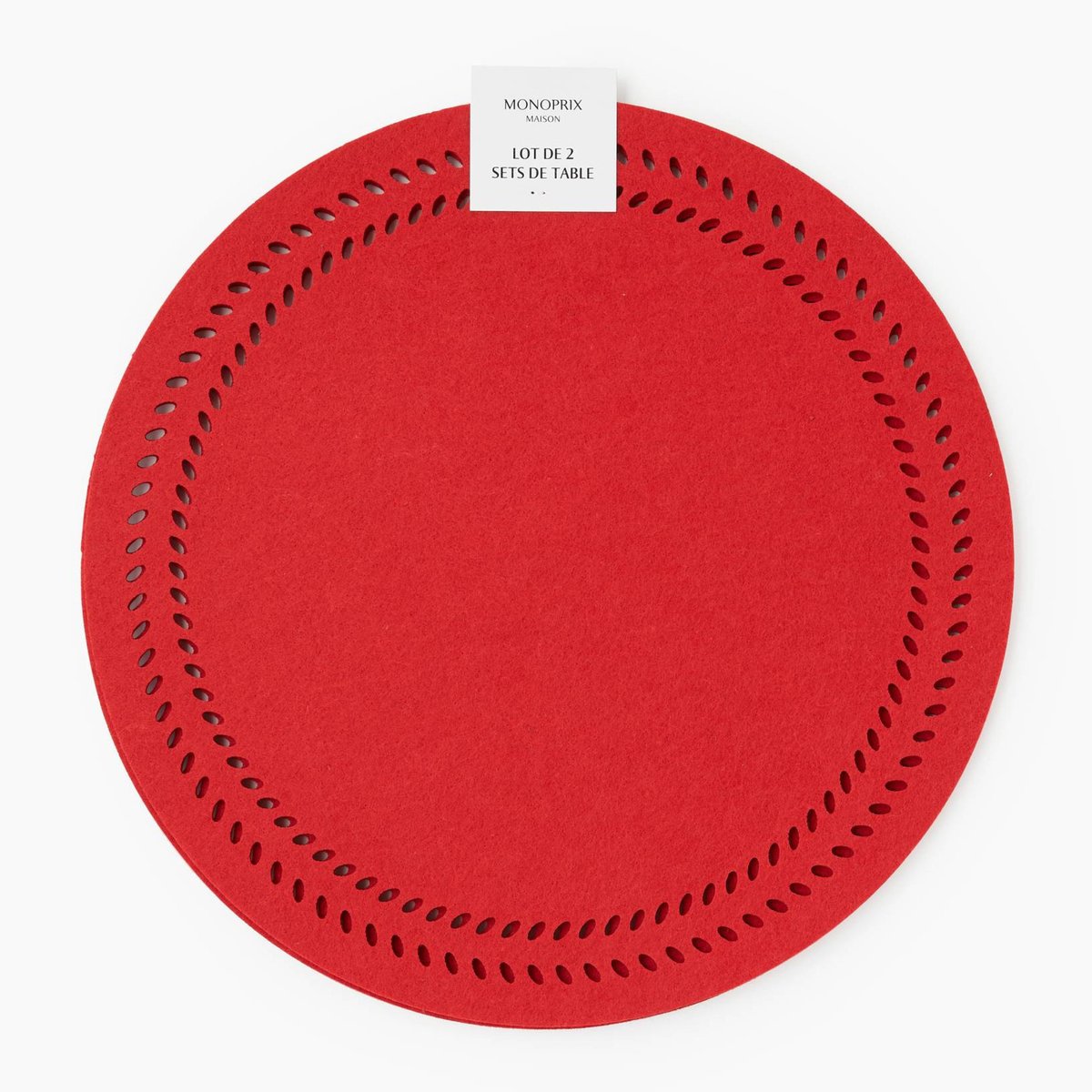 Lot de 2 sets de table en feutrine rouge, MONOPRIX