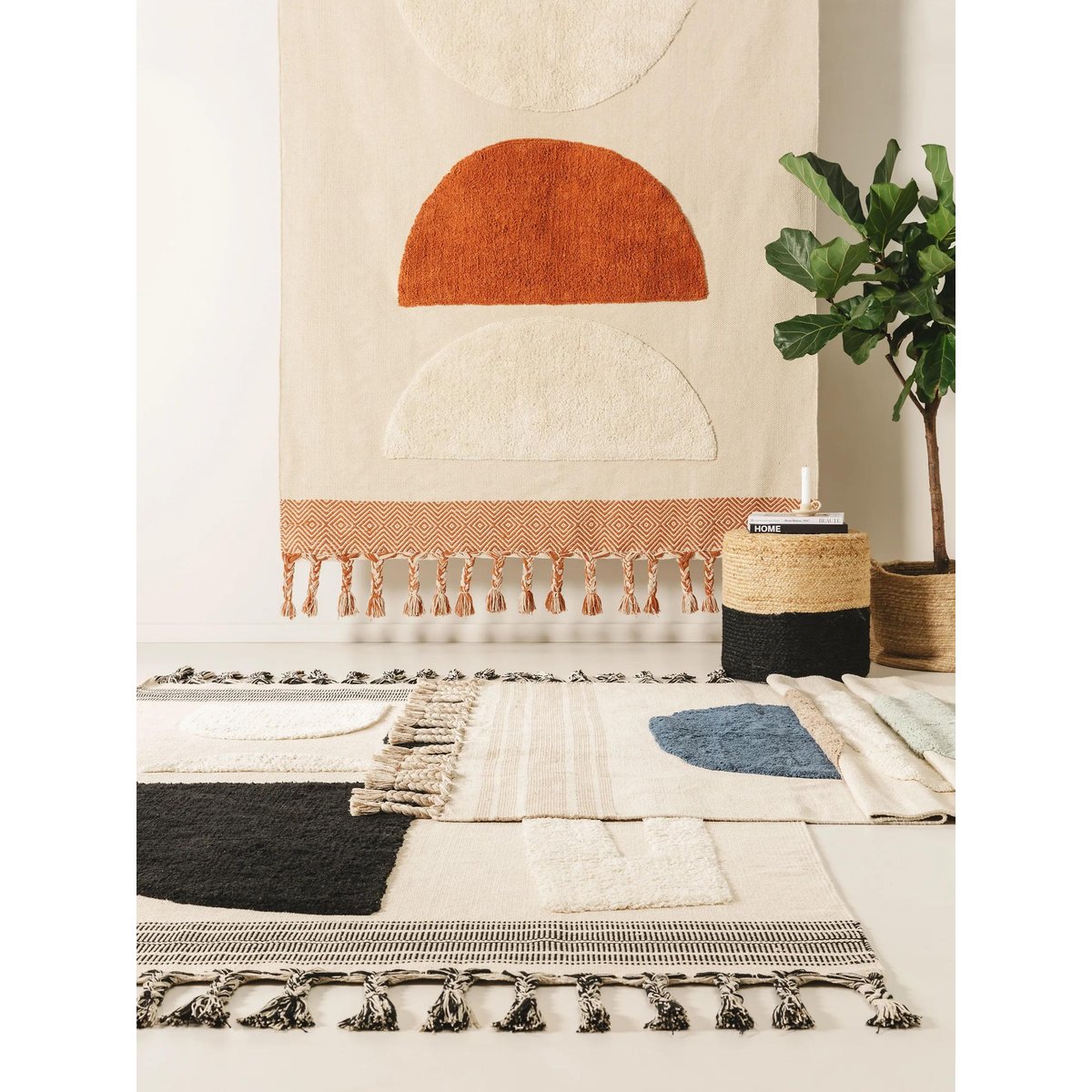 Tapis en coton fait main GIBSON noir/blanc, BENUTA 