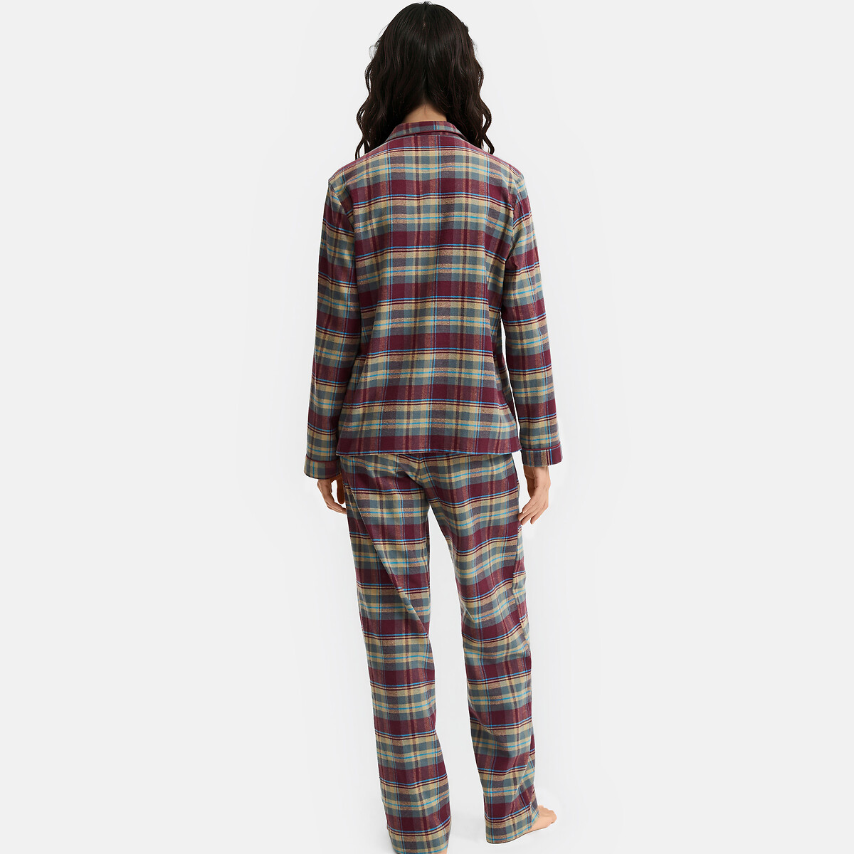 Pyjama 2 pièces en flanelle à carreaux carreaux bleu/vert, LA REDOUTE COLLECTIONS
