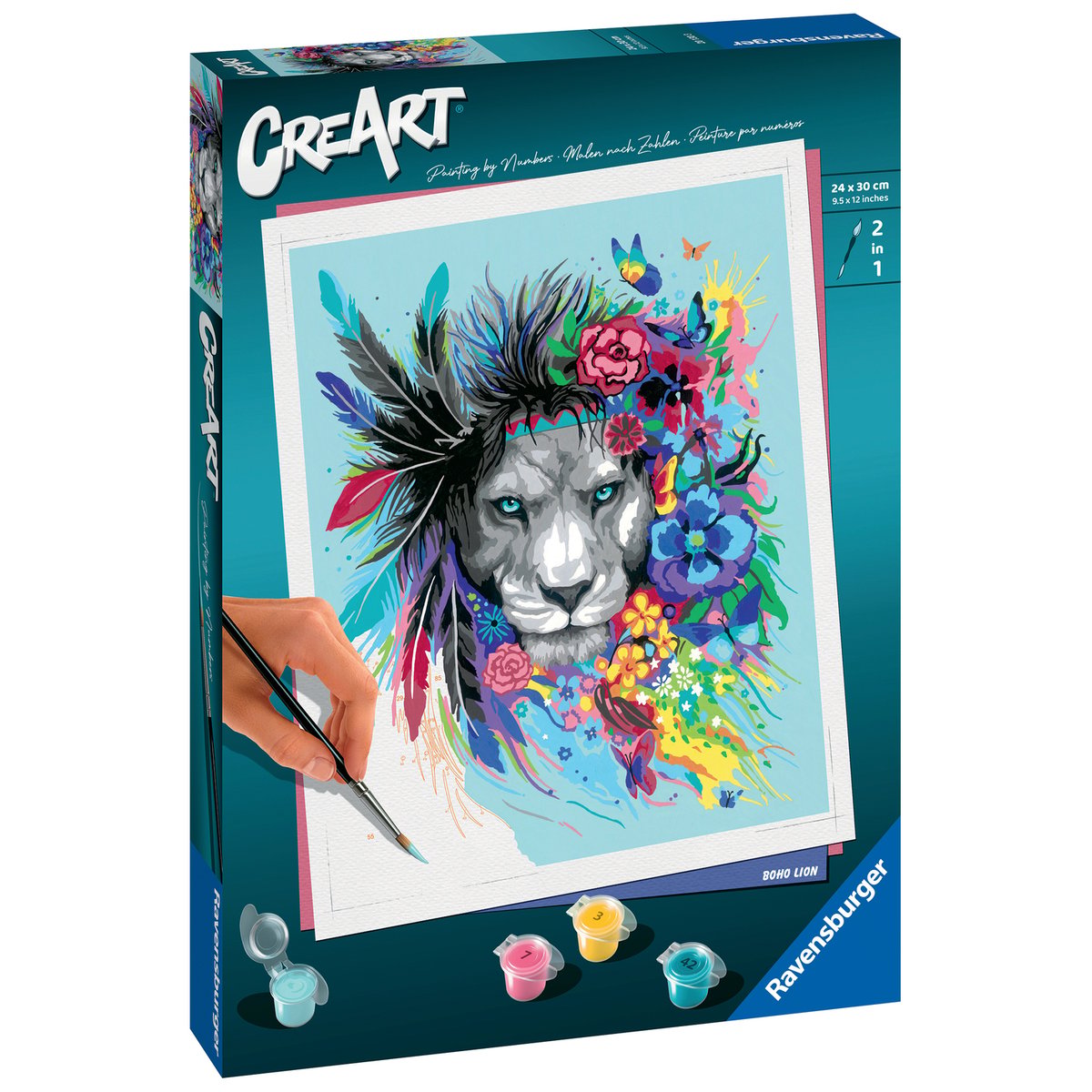 Creart - 24x30 cm - boho lion multicolore, RAVENSBURGER