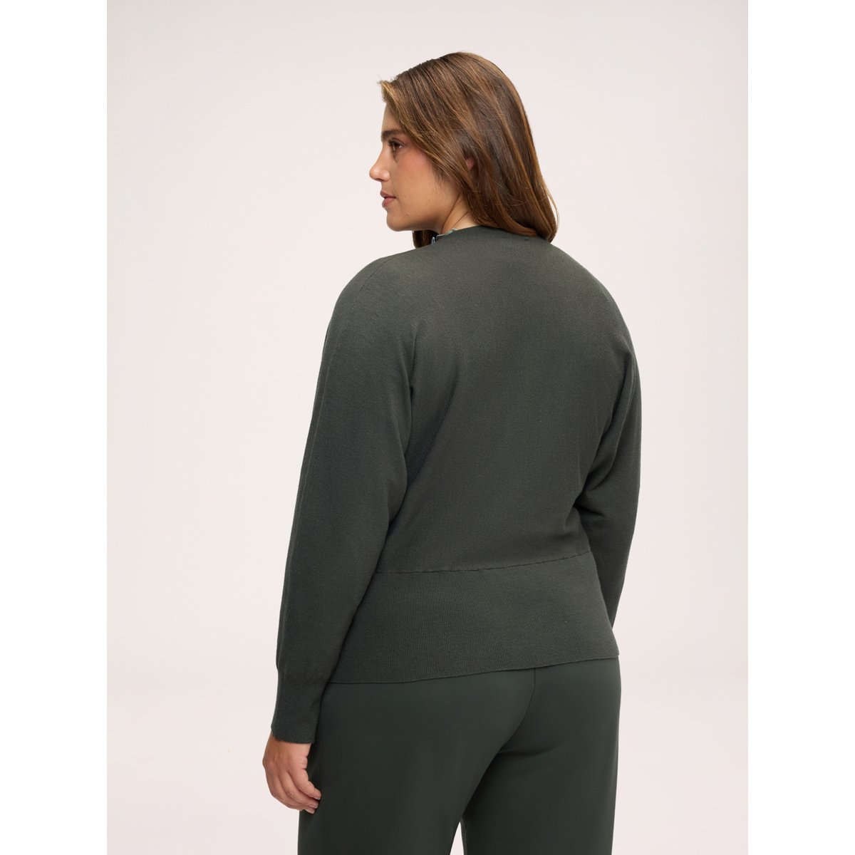 Cardigan croisé à boutons verde militare, FIORELLA RUBINO
