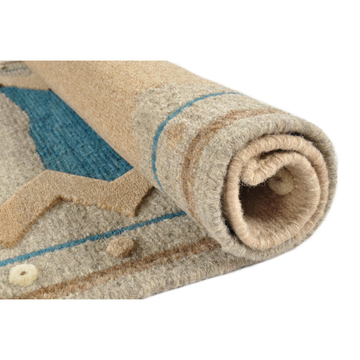 Tapis en laine vierge noué à la main sable, THEKO