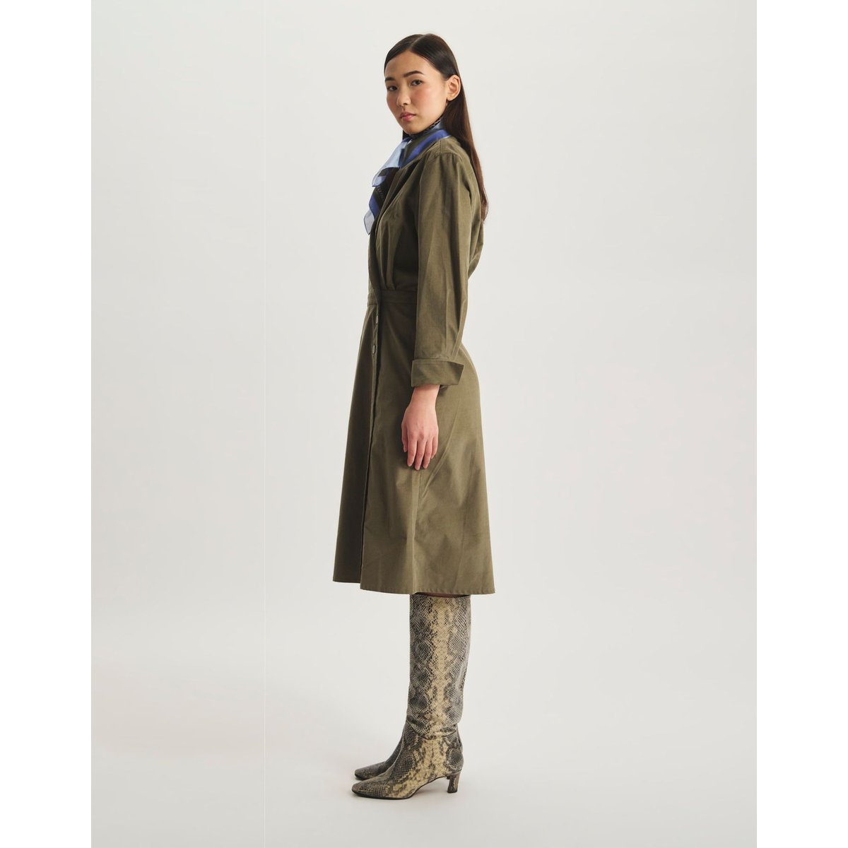 Robe portefeuille Namo en coton vert, INES DE LA FRESSANGE PARIS