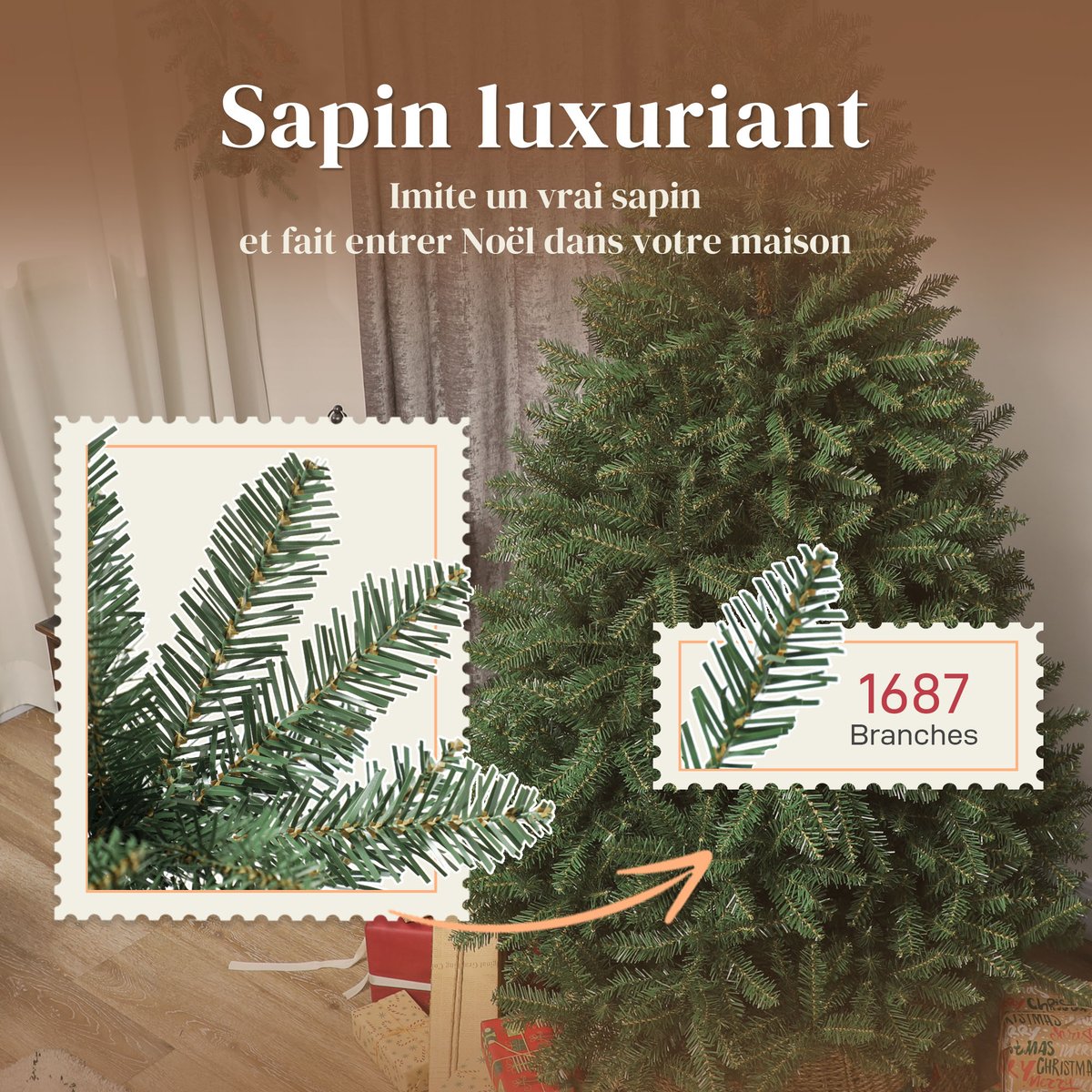 Sapin de Noël Plastique Vert vert, HOMCOM