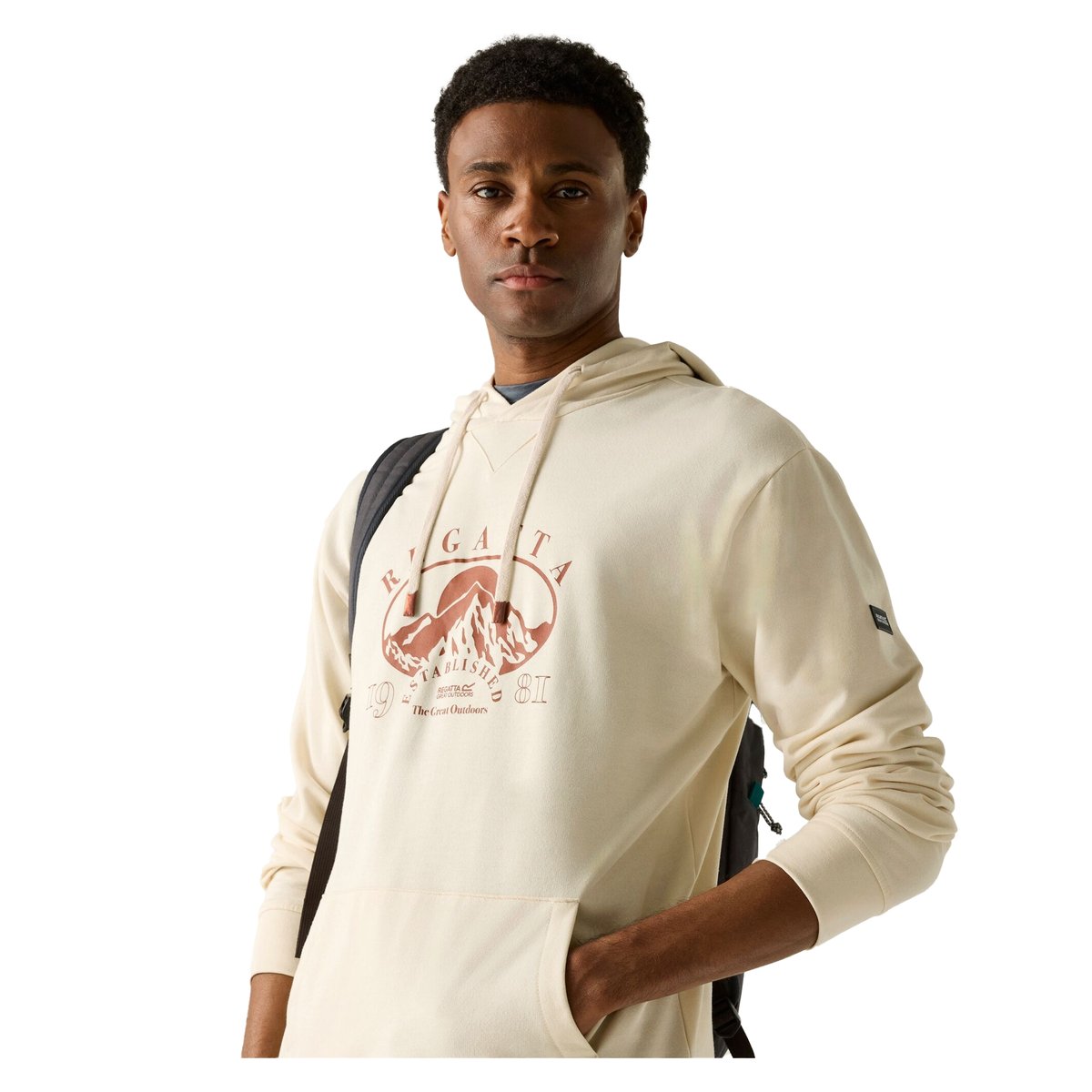 Sweat à capuche motif/style montagne CLINE blanc / brique, REGATTA