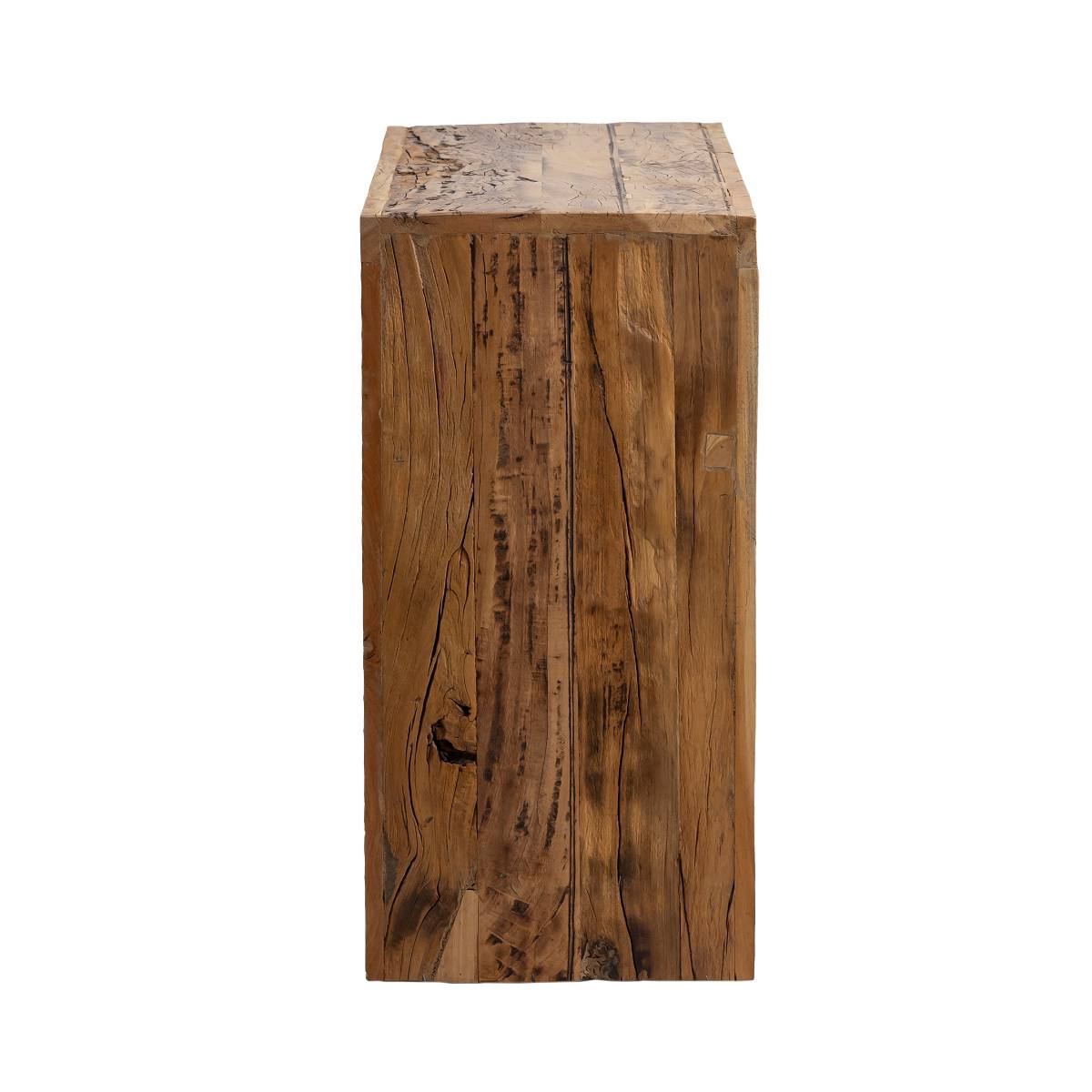 Meuble sous vasque en bois recyclé NAËL bois foncé, MADE IN MEUBLES