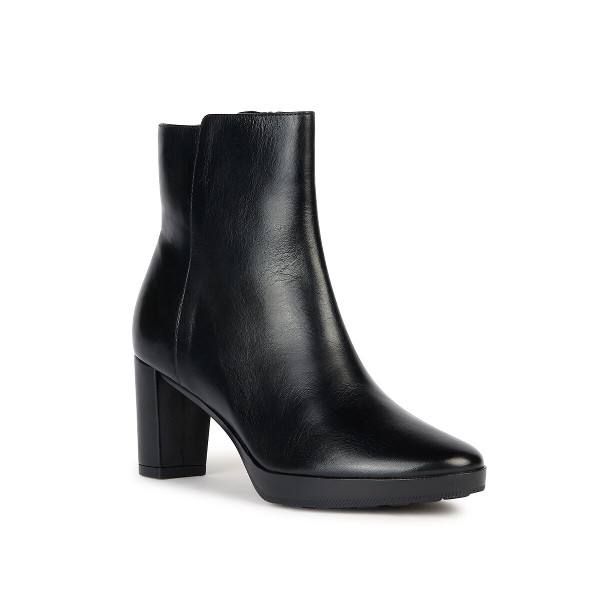 Walk Pleasure Ankle Boots in Leather with Heel and Zip Fastening black, GEOX