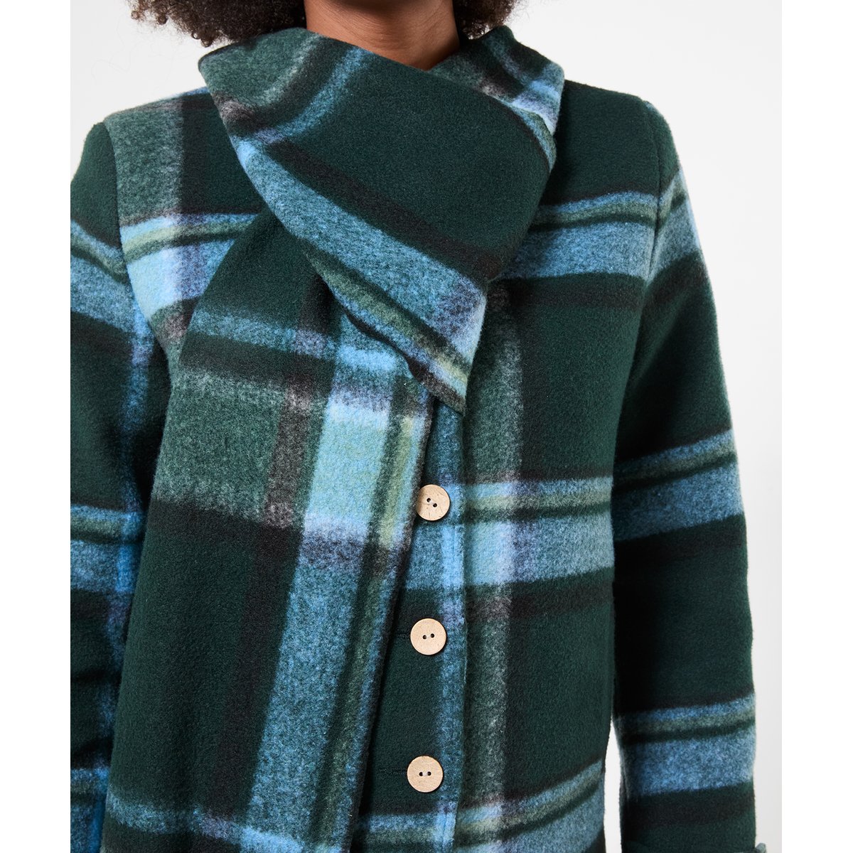 Veste à Carreaux avec Écharpe Amovible vert, JOE BROWNS