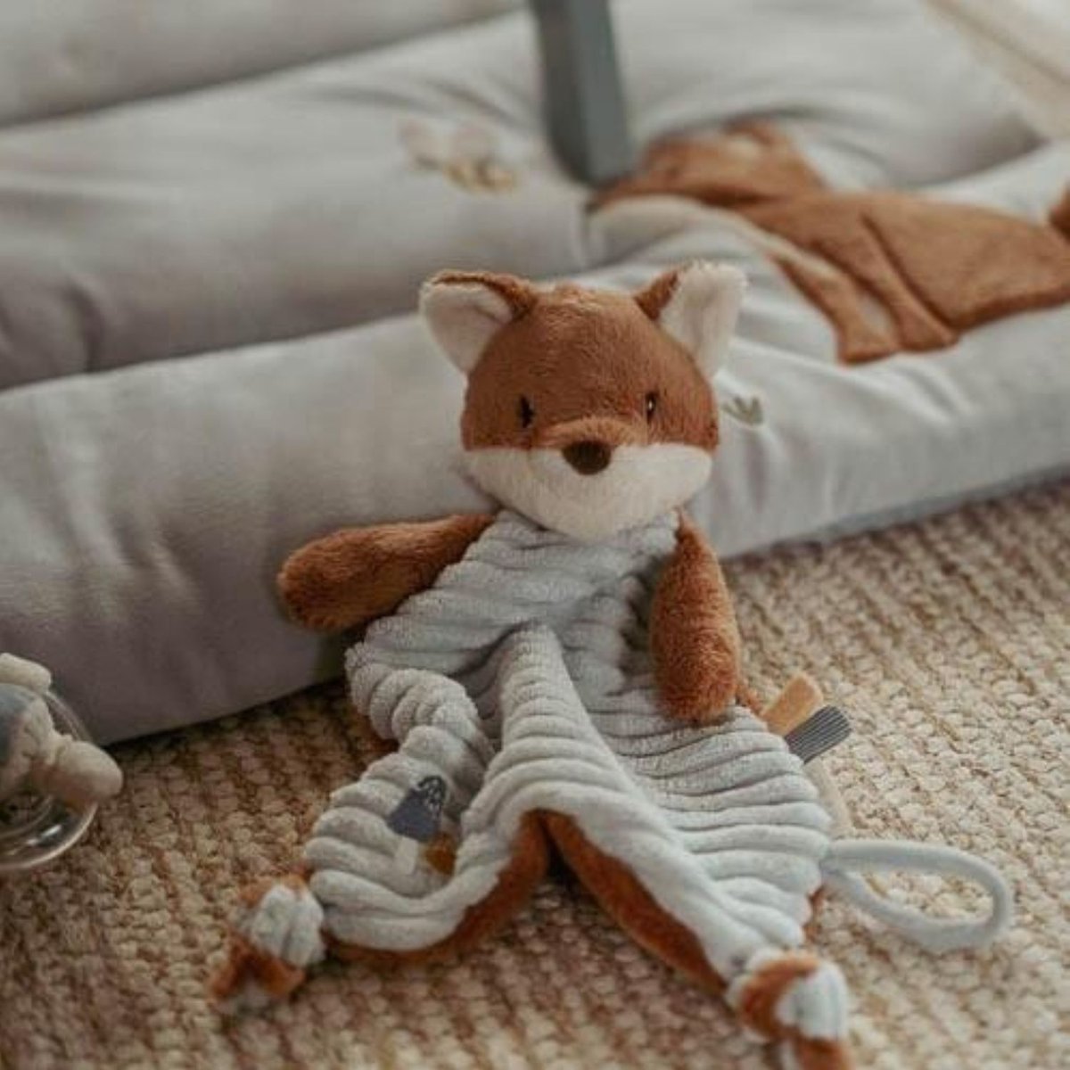 Doudou attache sucette bleu, beige, marron, LITTLE DUTCH
