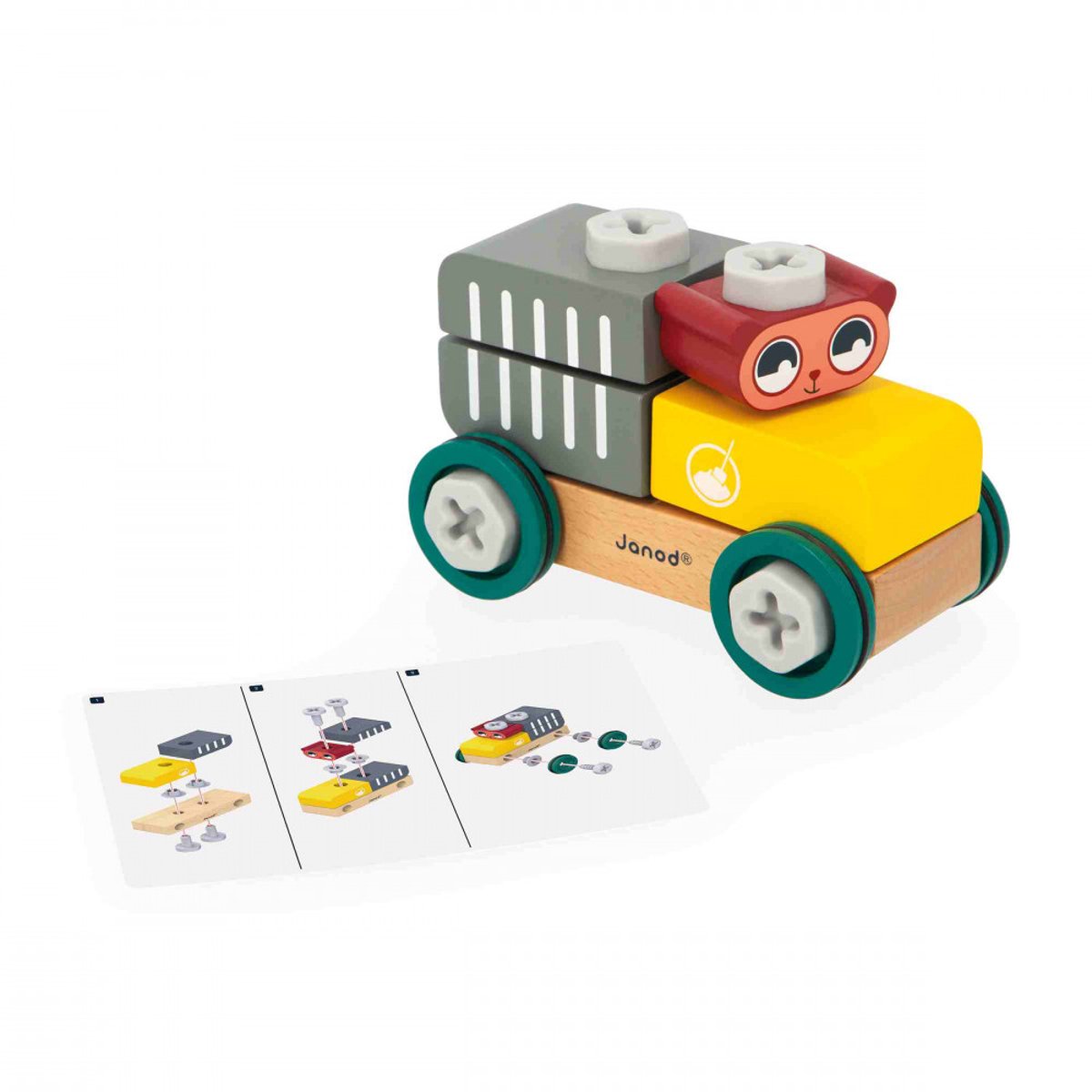Jeu De Construction En Bois, Voiture À Bricoler multicolore, JANOD