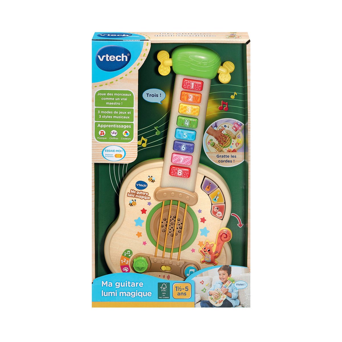 Ma guitare lumi magique (jouet avec partie bois certifie fsc) couleur unique, VTECH