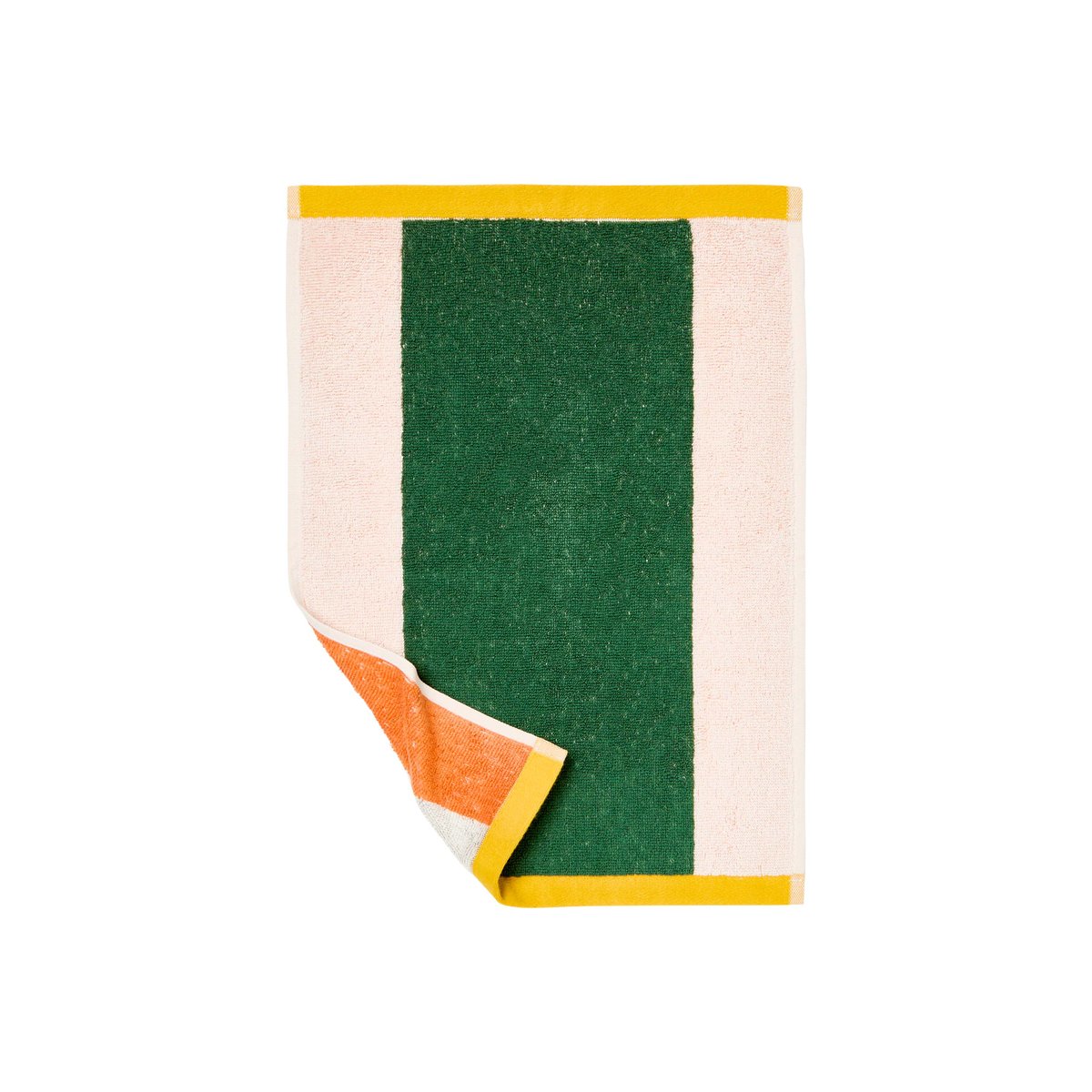 Serviette invité coton double face Lysiris vert et orange LYSIRIS vert/orange, CARRE BLANC