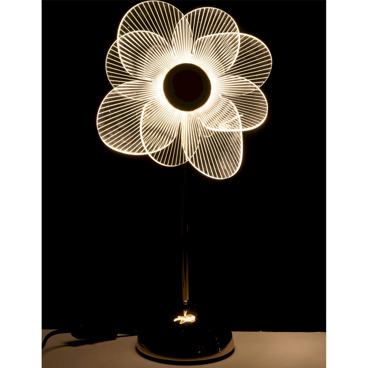 Lampe de table fleur en métal doré et blanc, RECOLLECTION