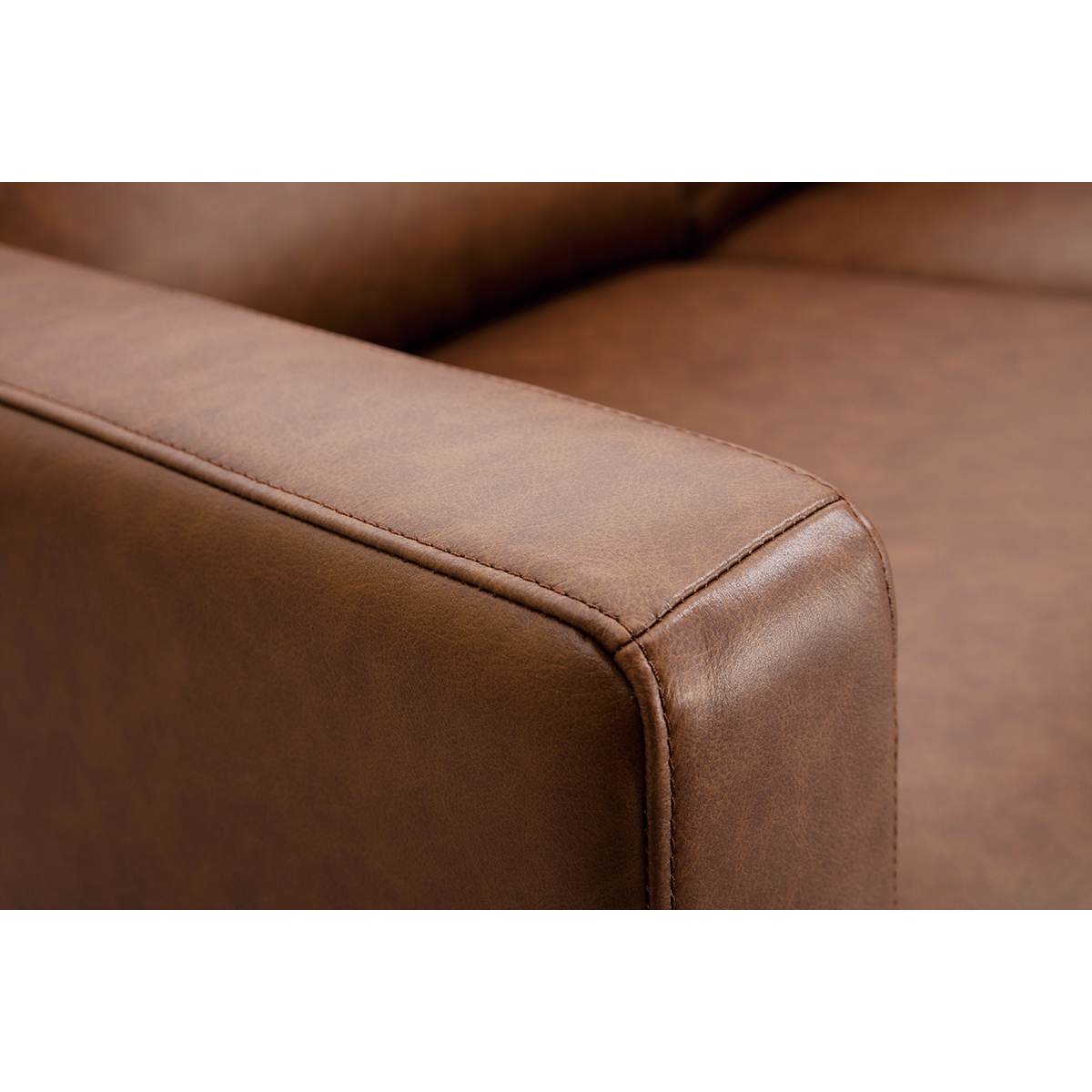 Canapé vintage 3 places cuir marron et bois noir OXMO marron, MILIBOO