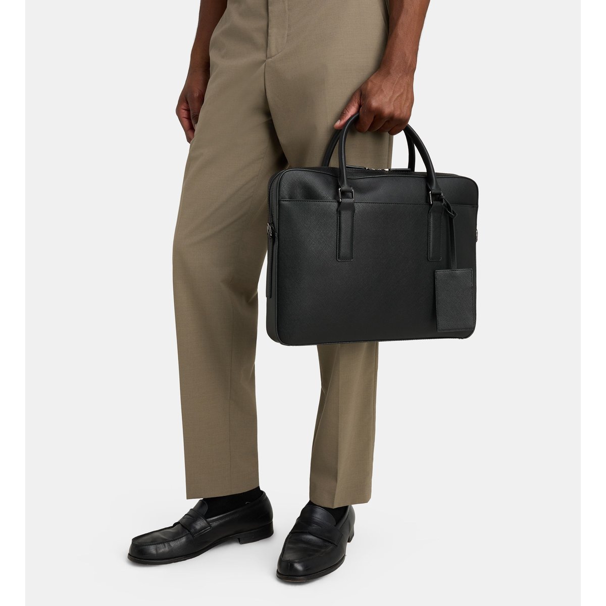 Sac d'ordinateur porte-documents louis effet saffiano gris, GALERIES LAFAYETTE