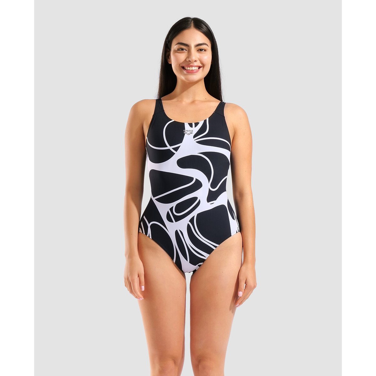 Maillot de natation 1 pièce ALINA WING BACK SENSITIVE noir/blanc, ARENA
