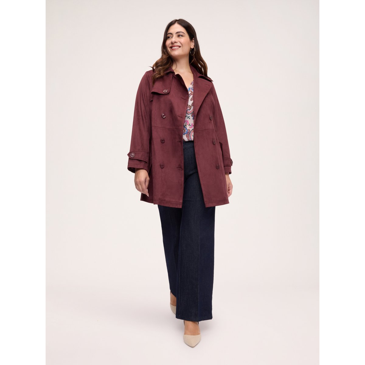 Trench-coat croisé burgundy, FIORELLA RUBINO