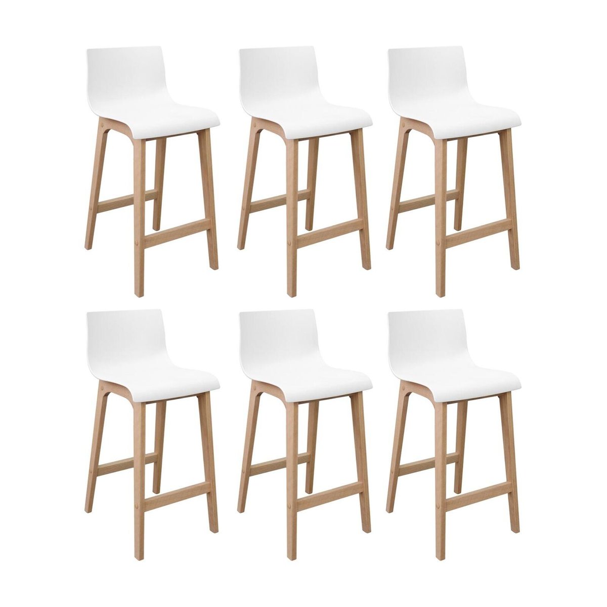 Lot de tabourets de bar en chêne 65cm TANNA blanc, MOB IN