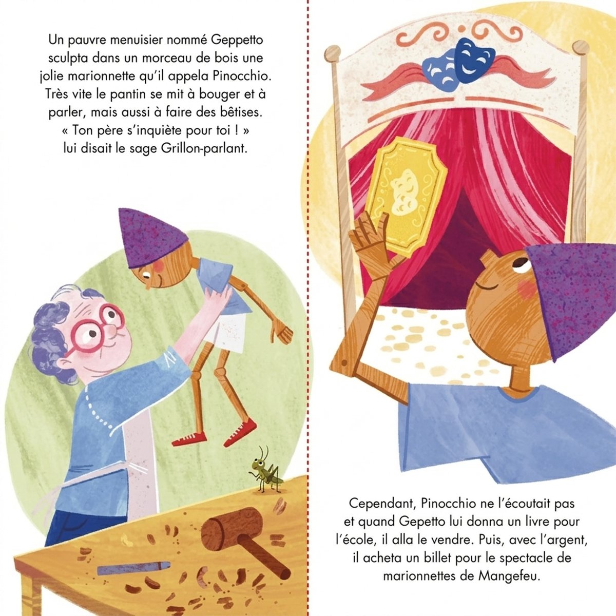 Puzzle et livre enfant Pinocchio jaune, SASSI