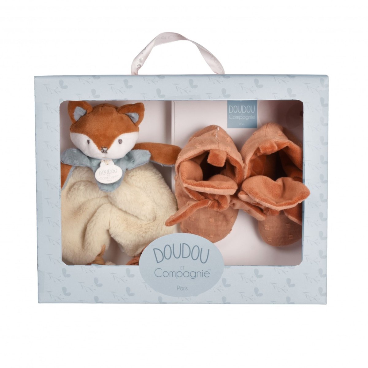 Coffret bébé Doudou et chaussons marron, DOUDOU ET COMPAGNIE