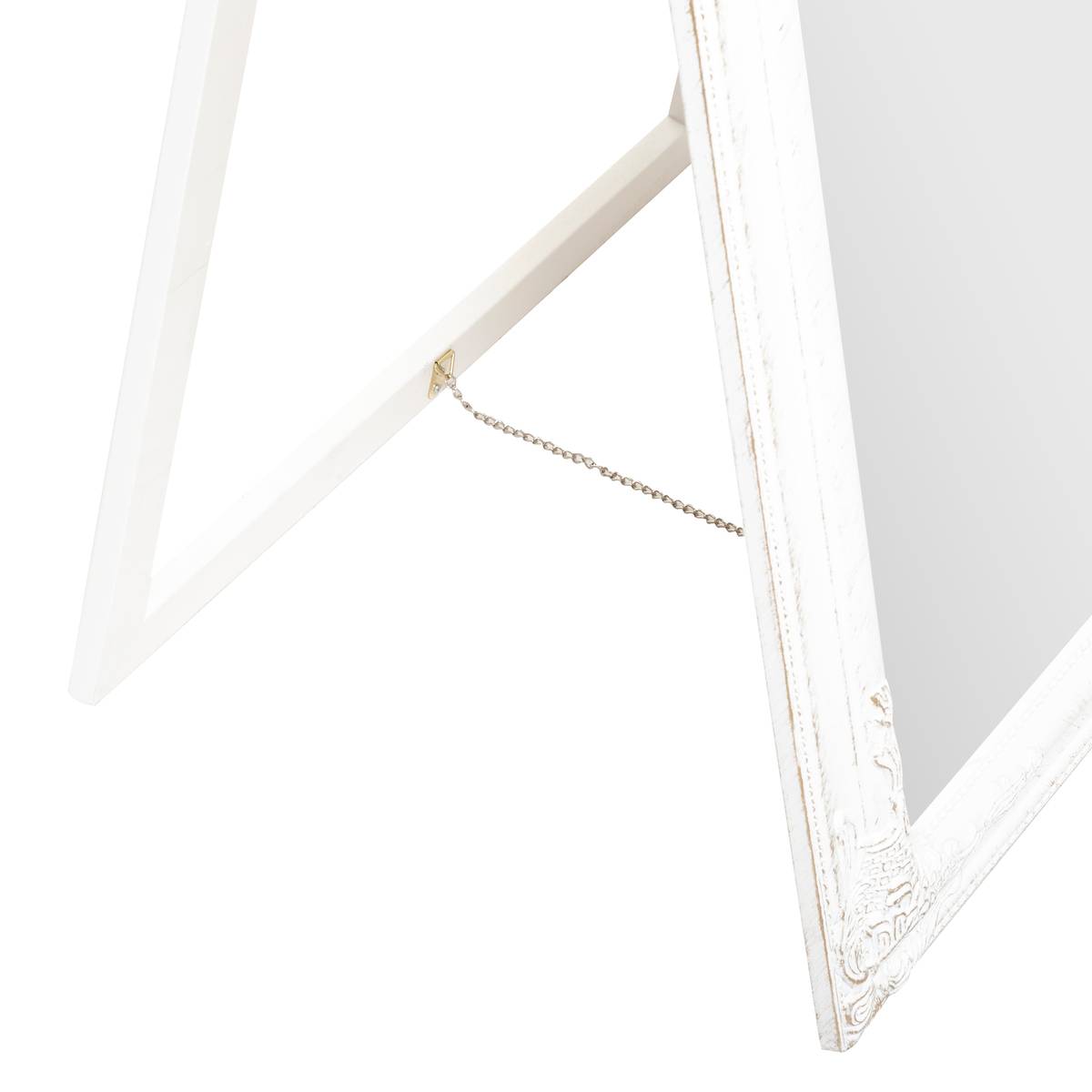 Miroir sur pied en bois blanchi MAYA blanc, ATMOSPHERA