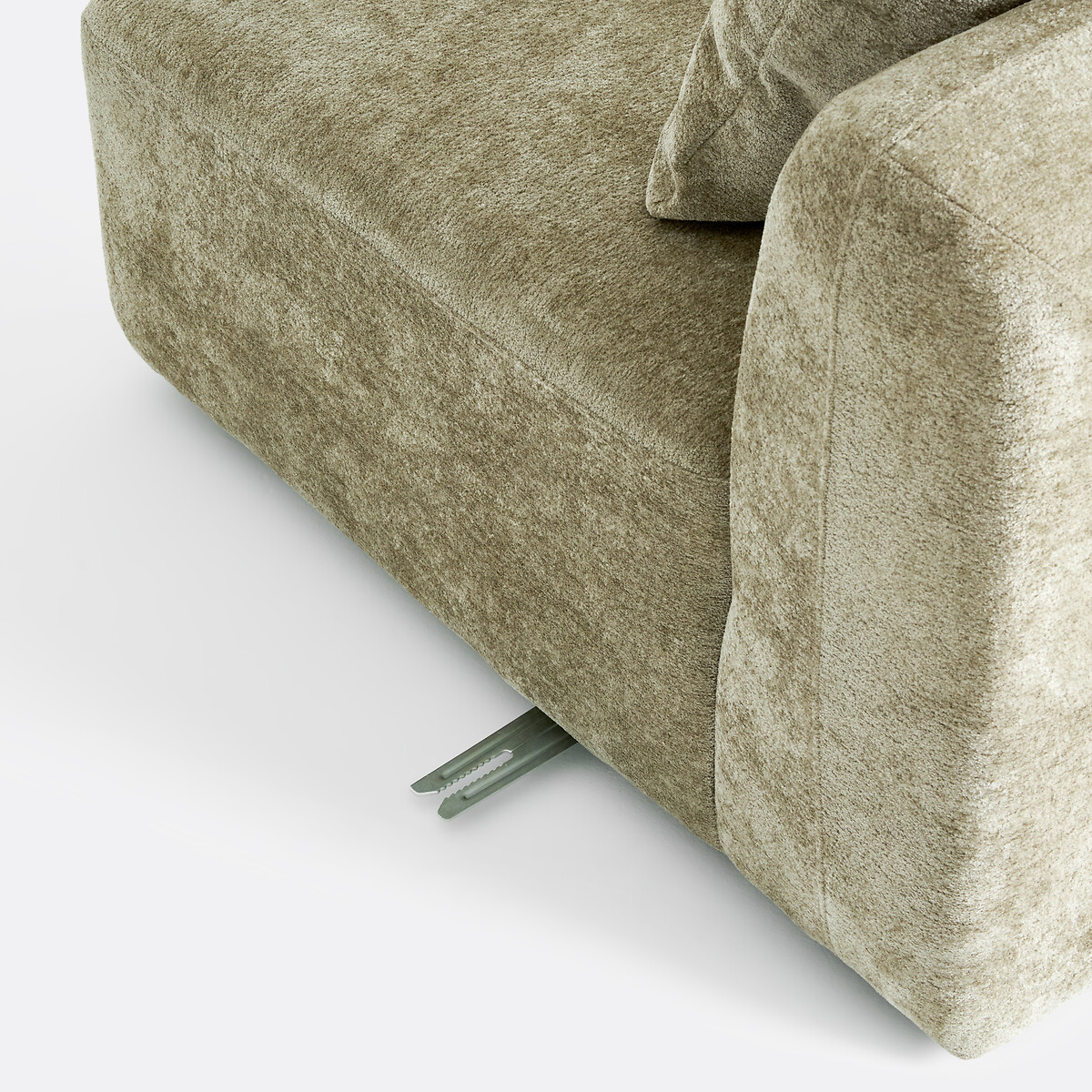 Canapé d'angle modulable droit 3 places, en chenille épaisse, AMAD vert sauge, LA REDOUTE INTERIEURS