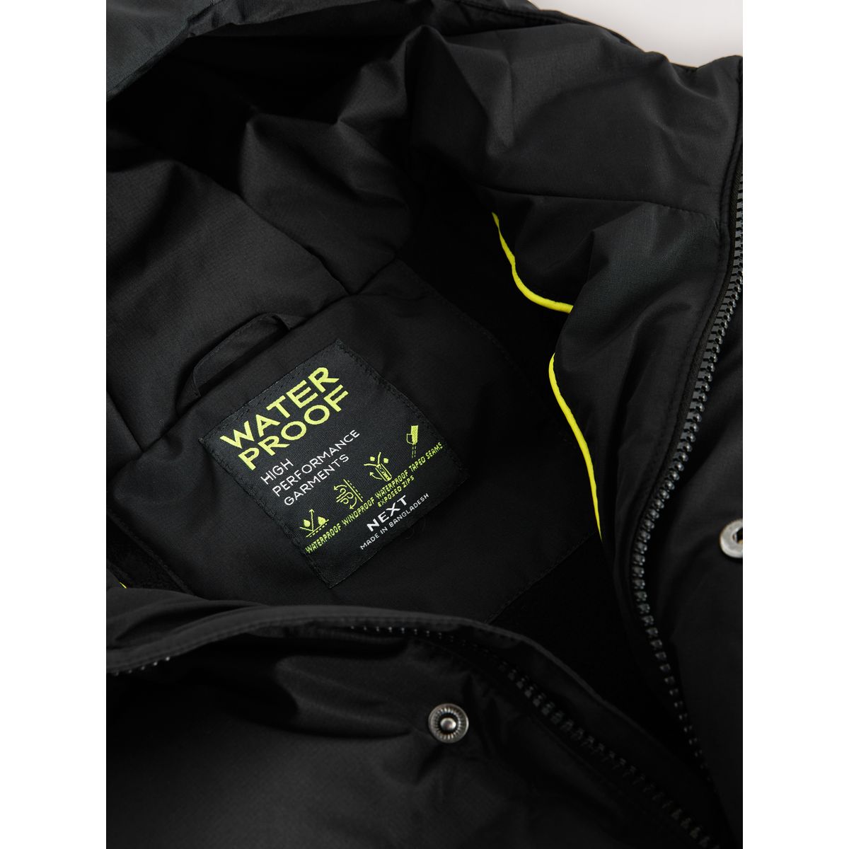Long manteau rembourré imperméable noir, NEXT