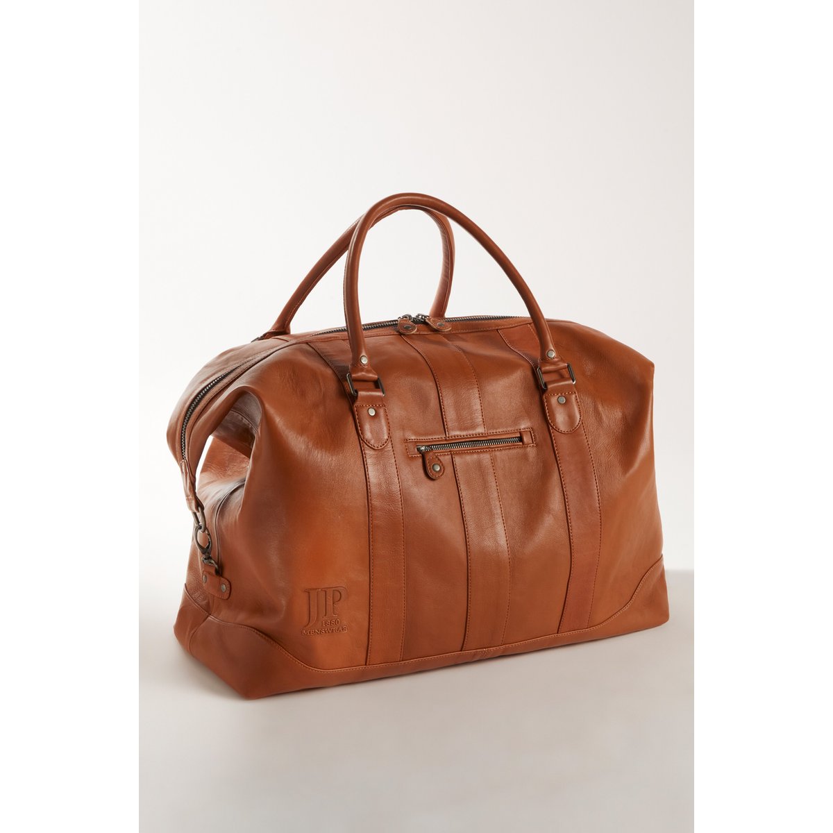 Sac Weekender, en cuir d'agneau nappa marron cognac, JP1880