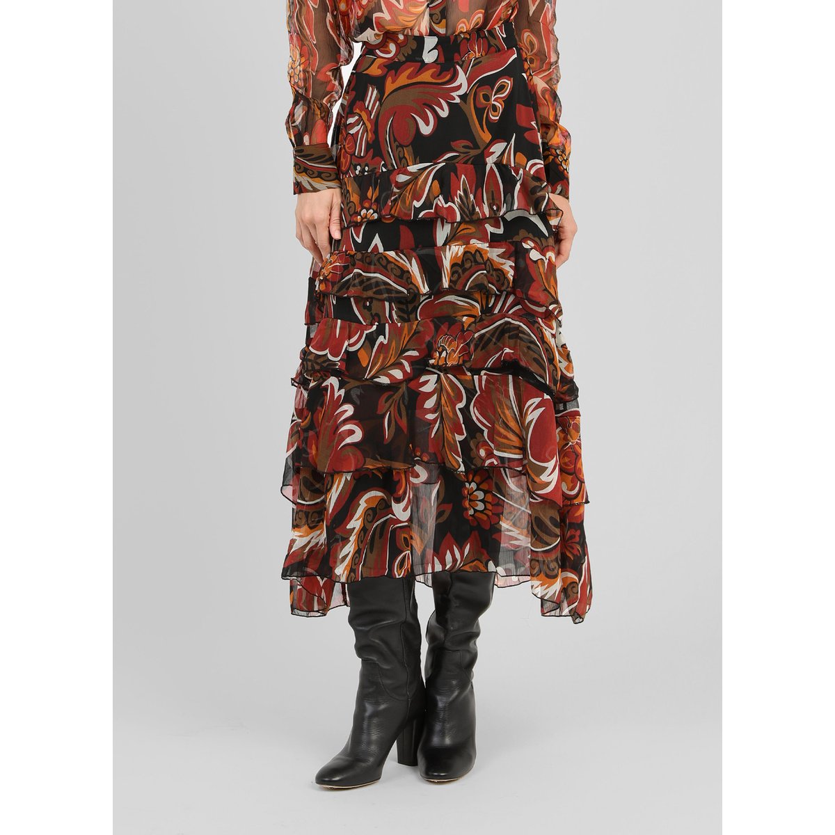 Jupe Longue RASHELYNA tosca noir, AN'GE