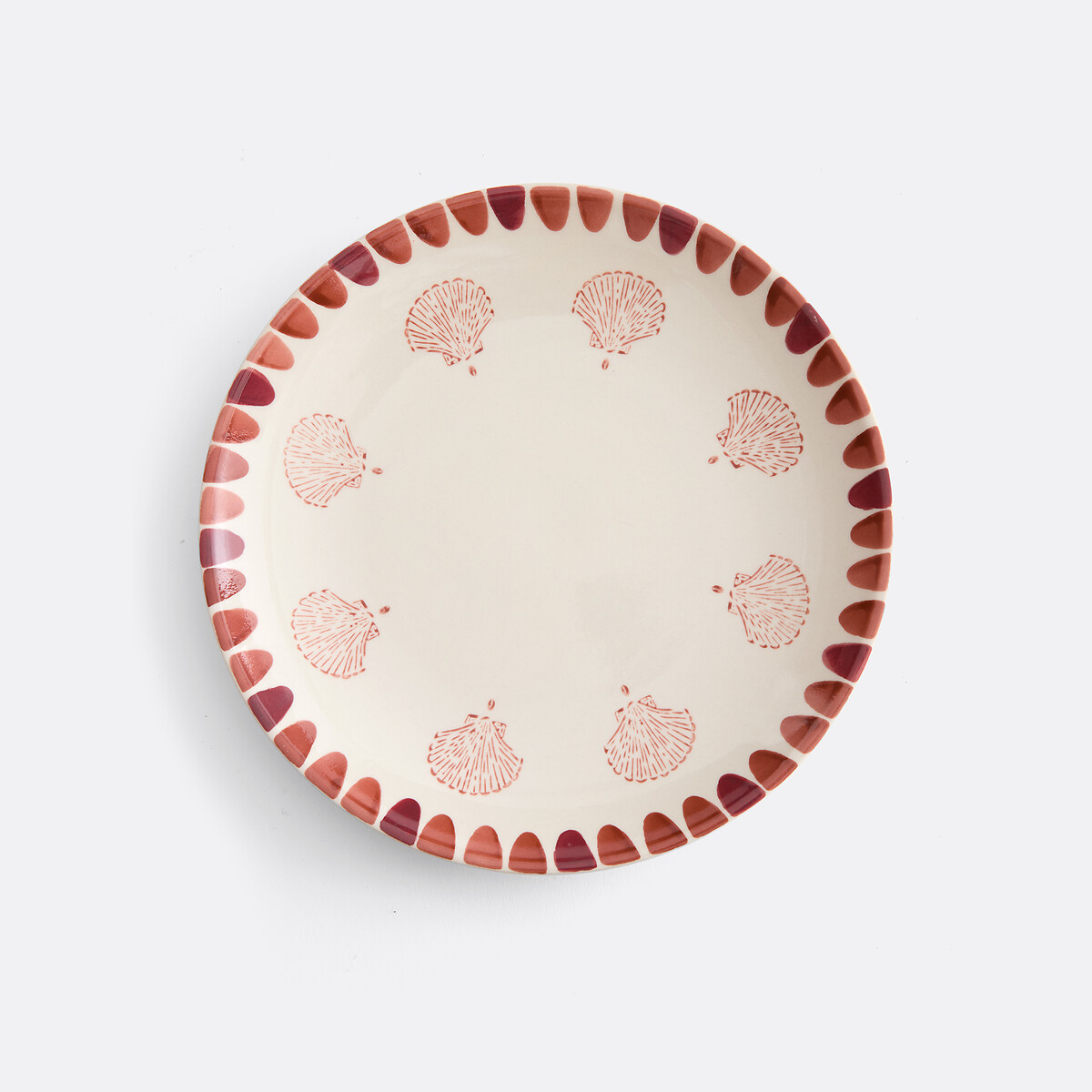 Set aus 4 Desserttellern aus Keramik mit Muschelmotiv, OMANA bedruckt, LA REDOUTE INTERIEURS