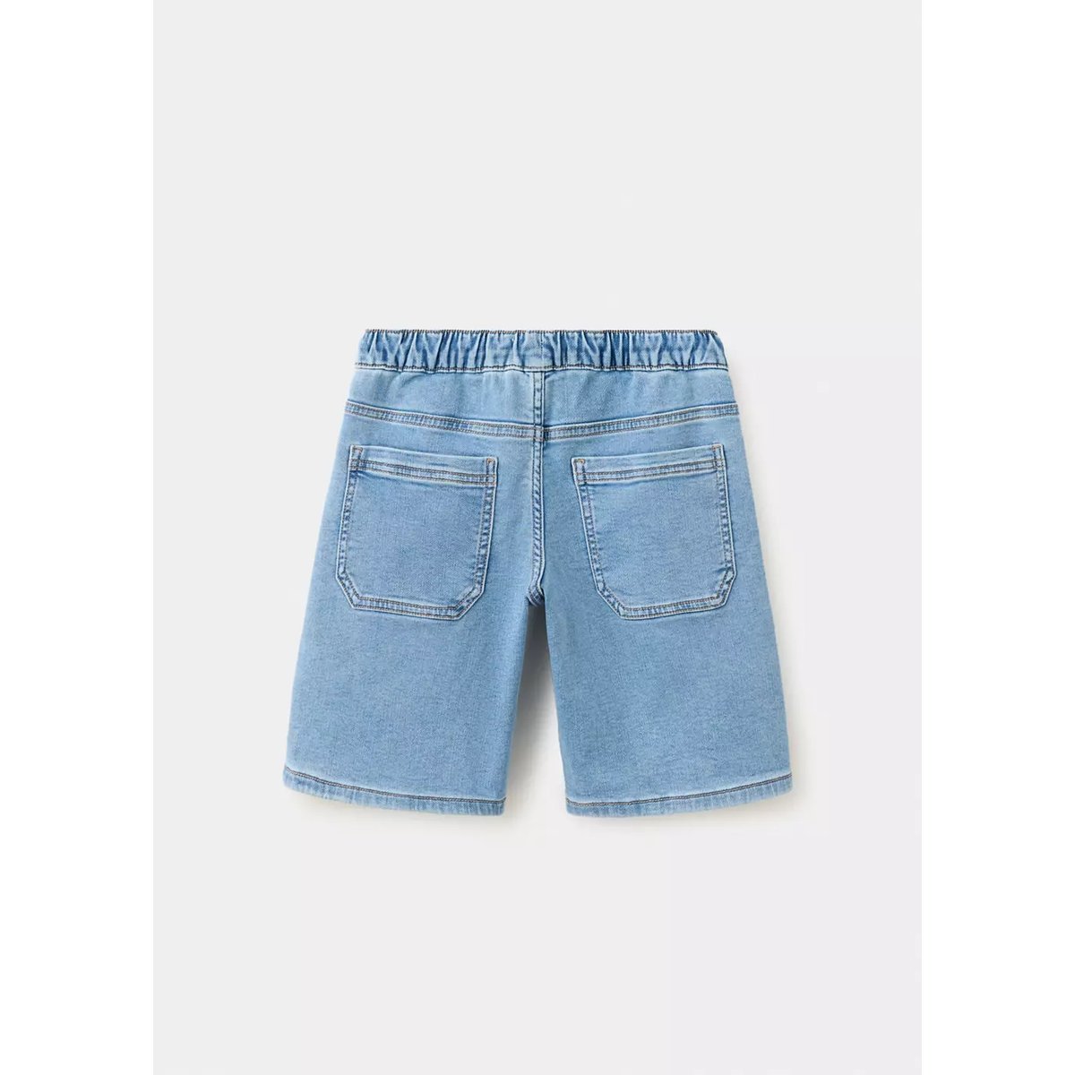Bermuda en denim à taille élastique bleu moyen, MANGO KIDS