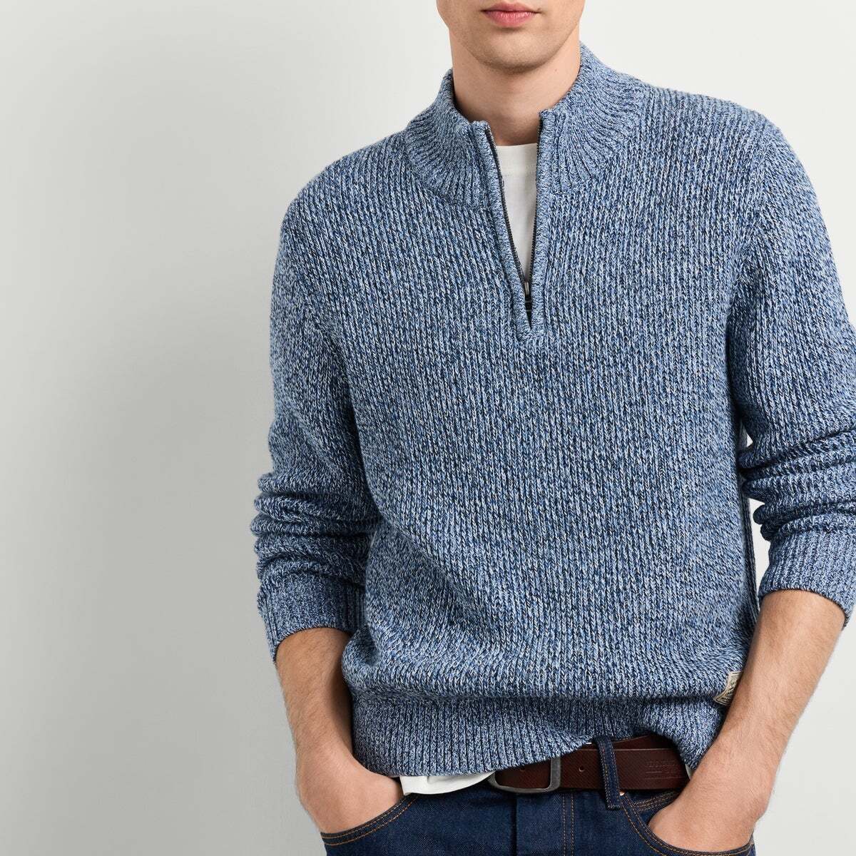 Pull À Col Montant Coupe Regular En Maille bleu dulwich, PEPE JEANS